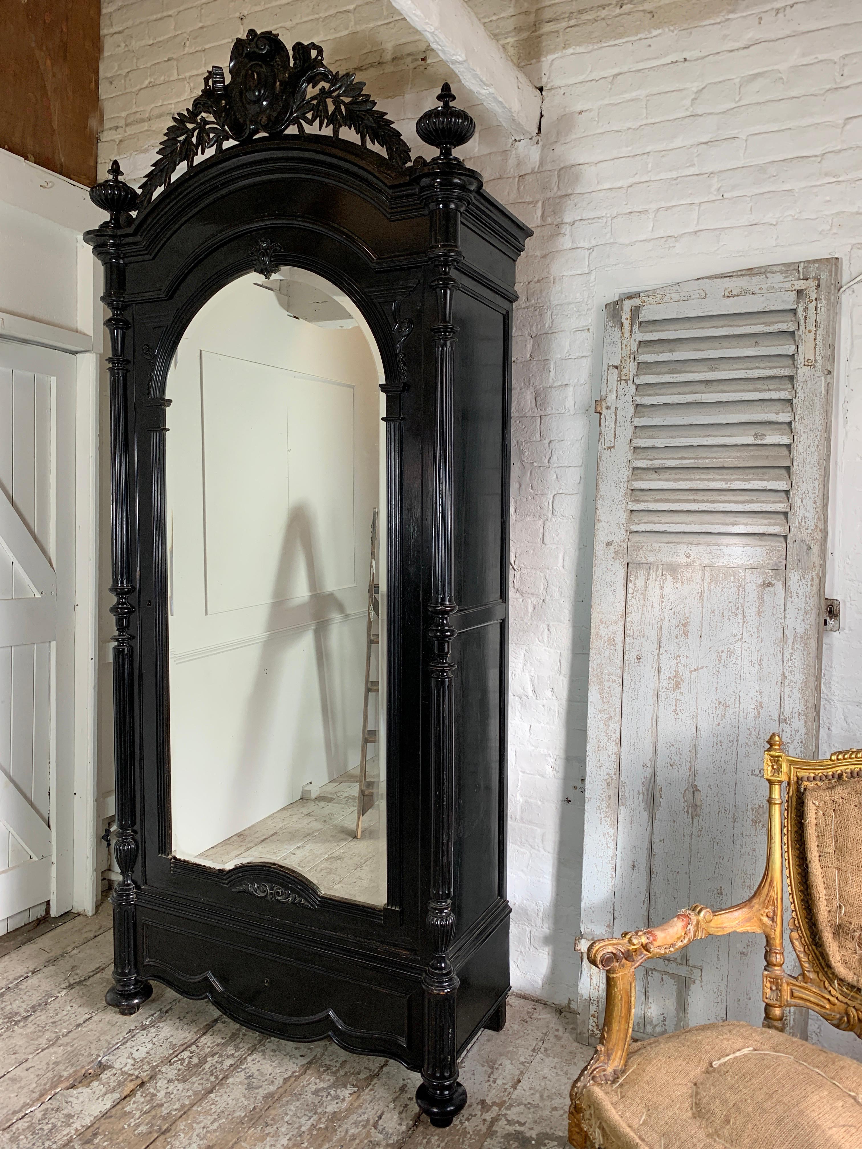 19th Century Ebonised French Gothic Armoire 5