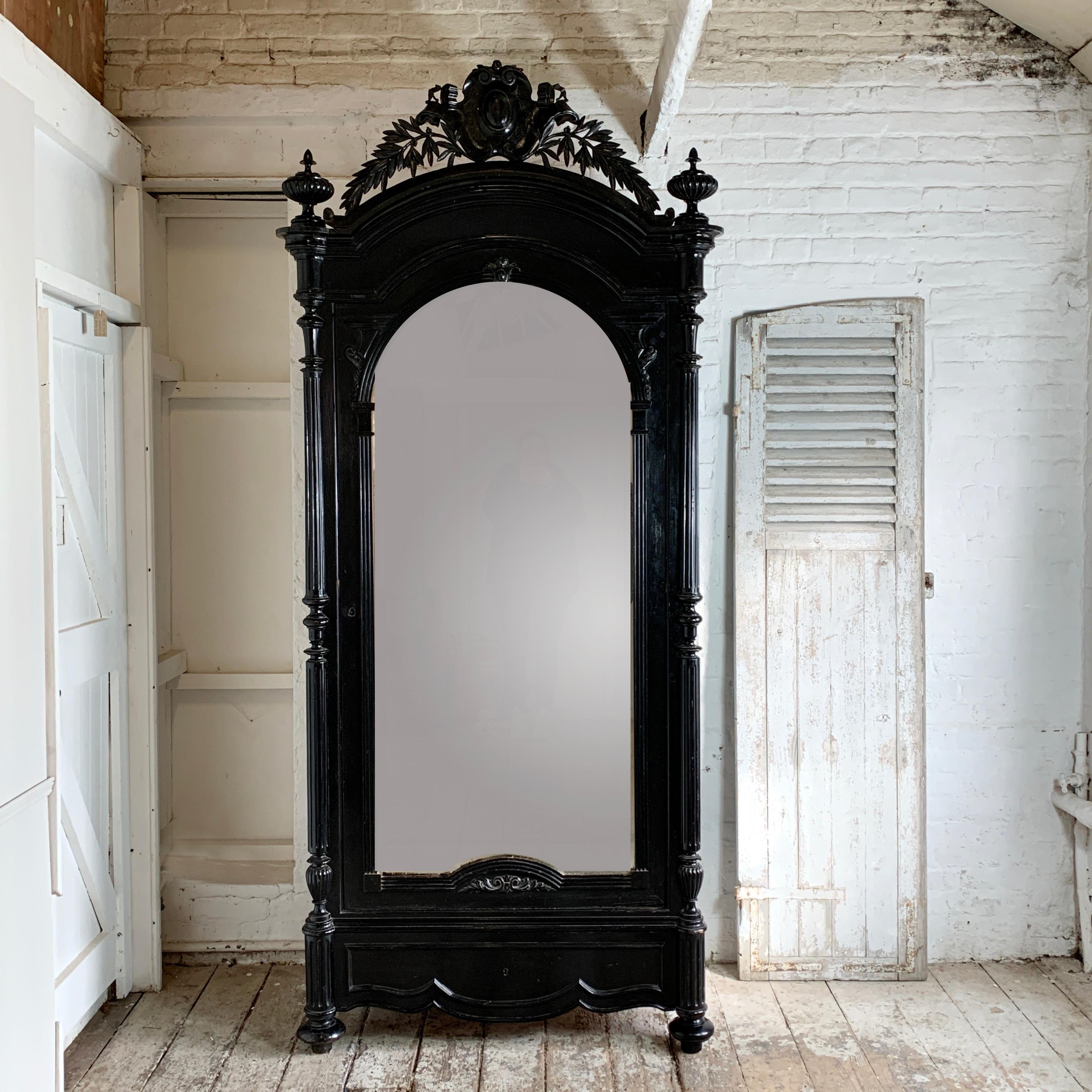19th Century Ebonised French Gothic Armoire In Good Condition In Hastings, GB