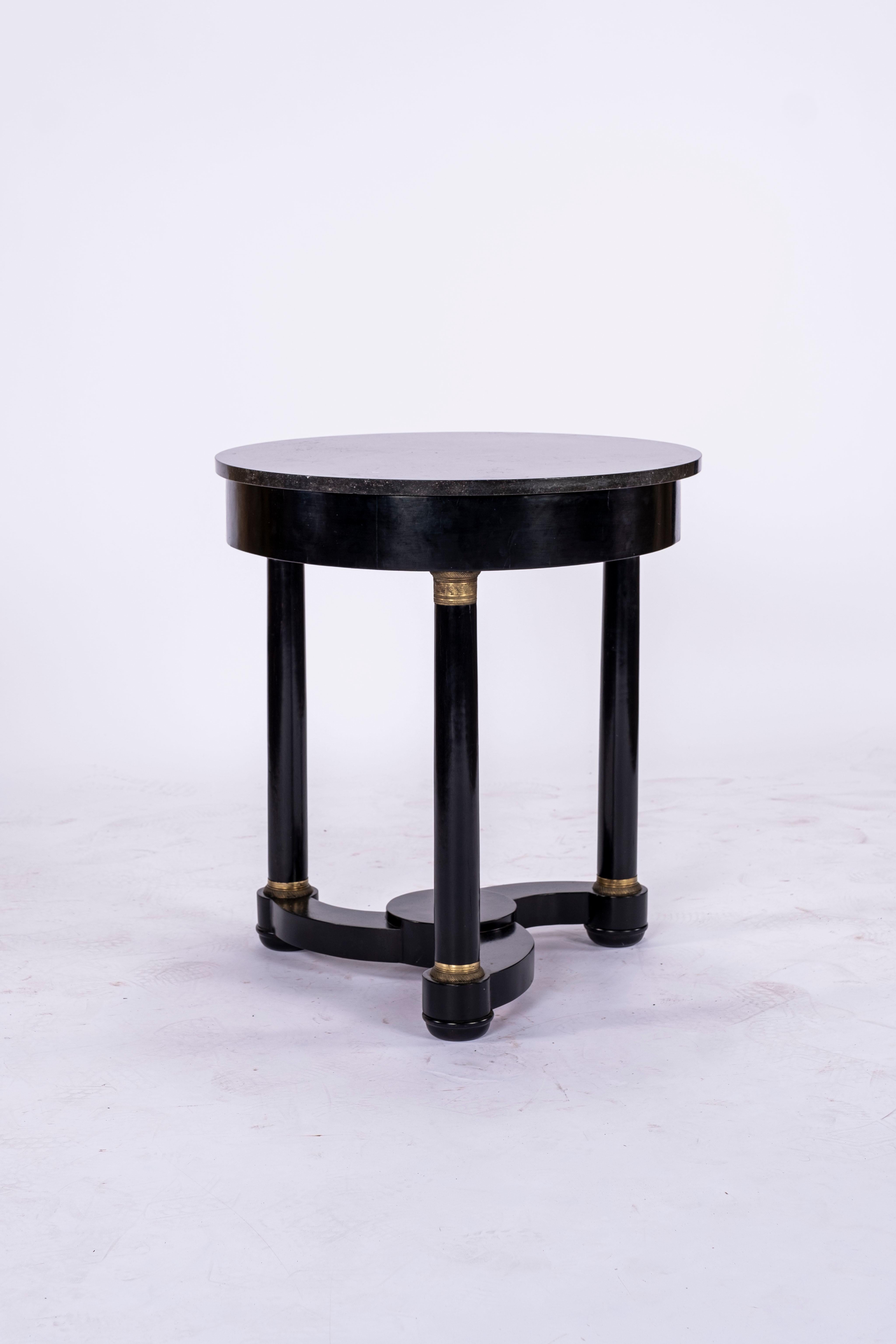 French 19th Century Ebonised Gueridon with Marble Top