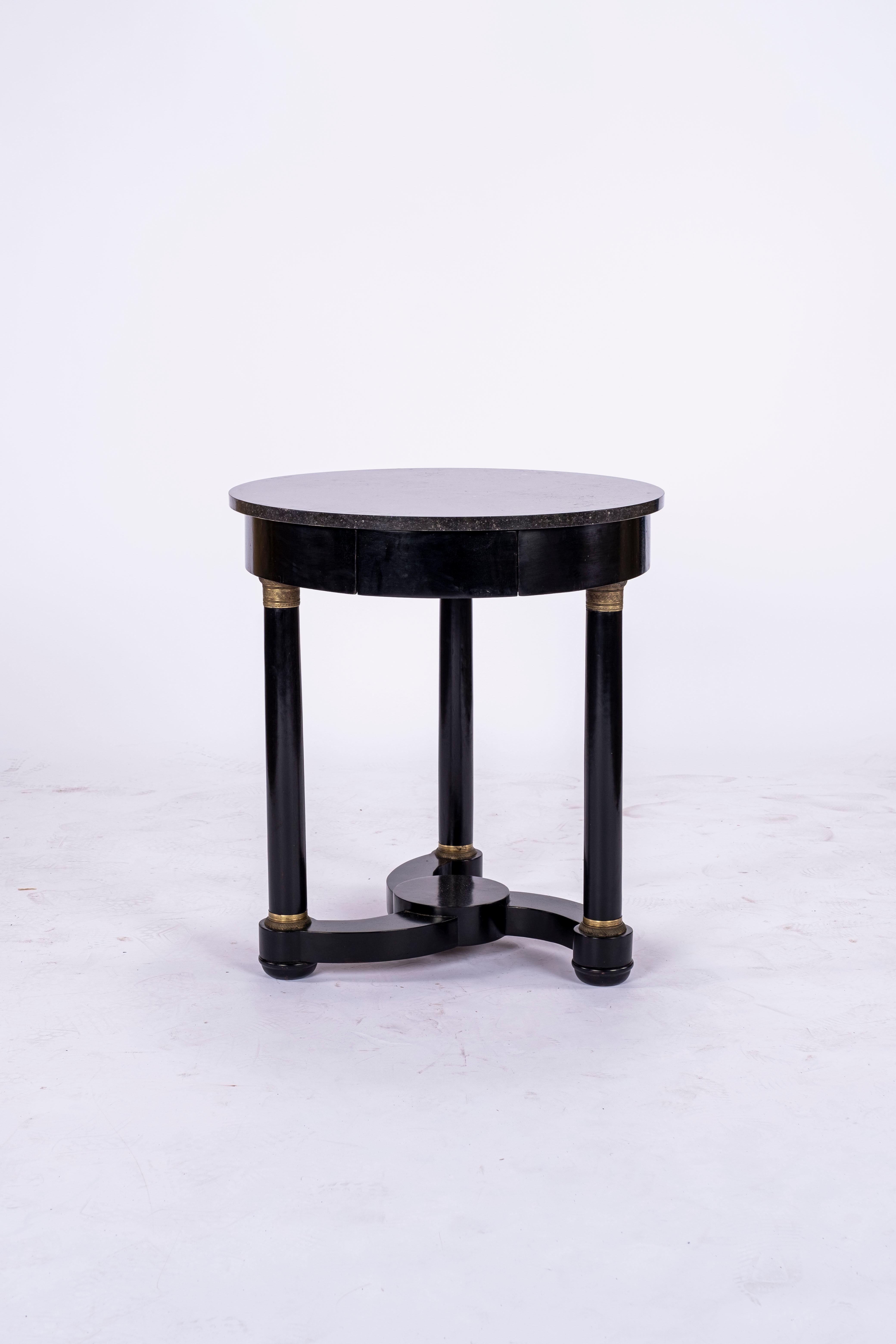 19th Century Ebonised Gueridon with Marble Top In Good Condition In Houston, TX