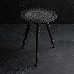 19th Century Ebonised Hand Carved Nagina Jaipur Side Table