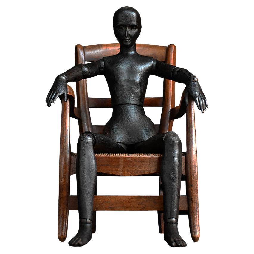 19th century ebonised large-scale artists layfigure in vendita