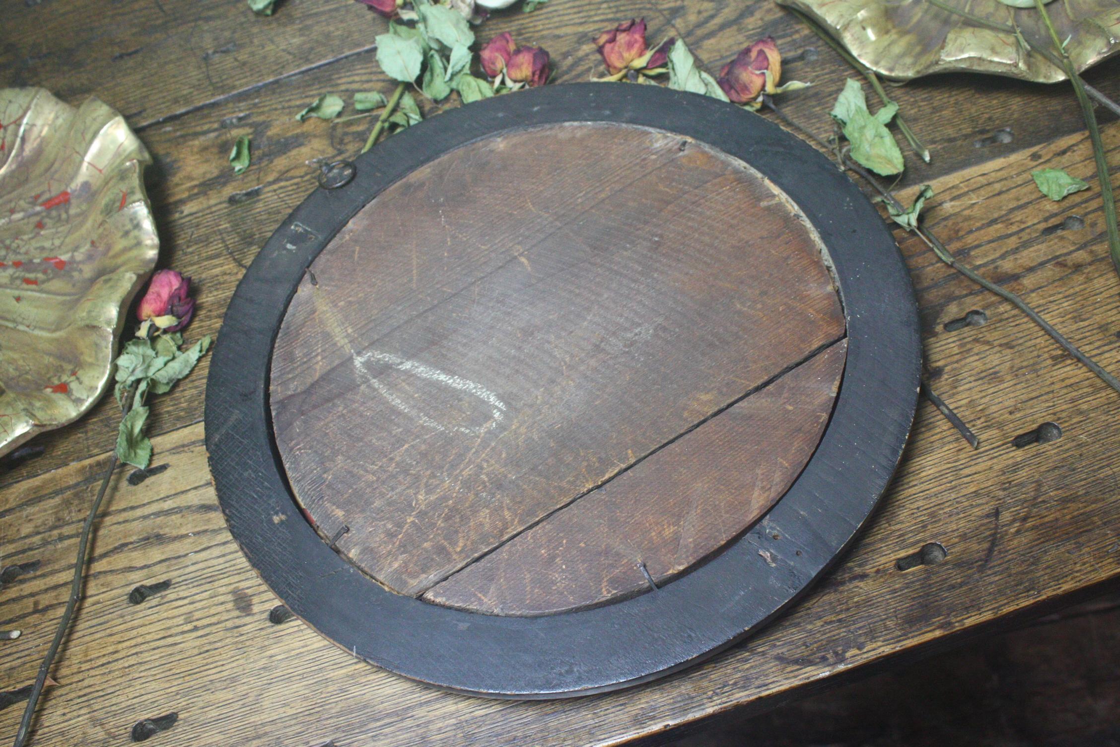 19th Century Ebonized and Reeded Sorceress Witches Convex Mirror 1