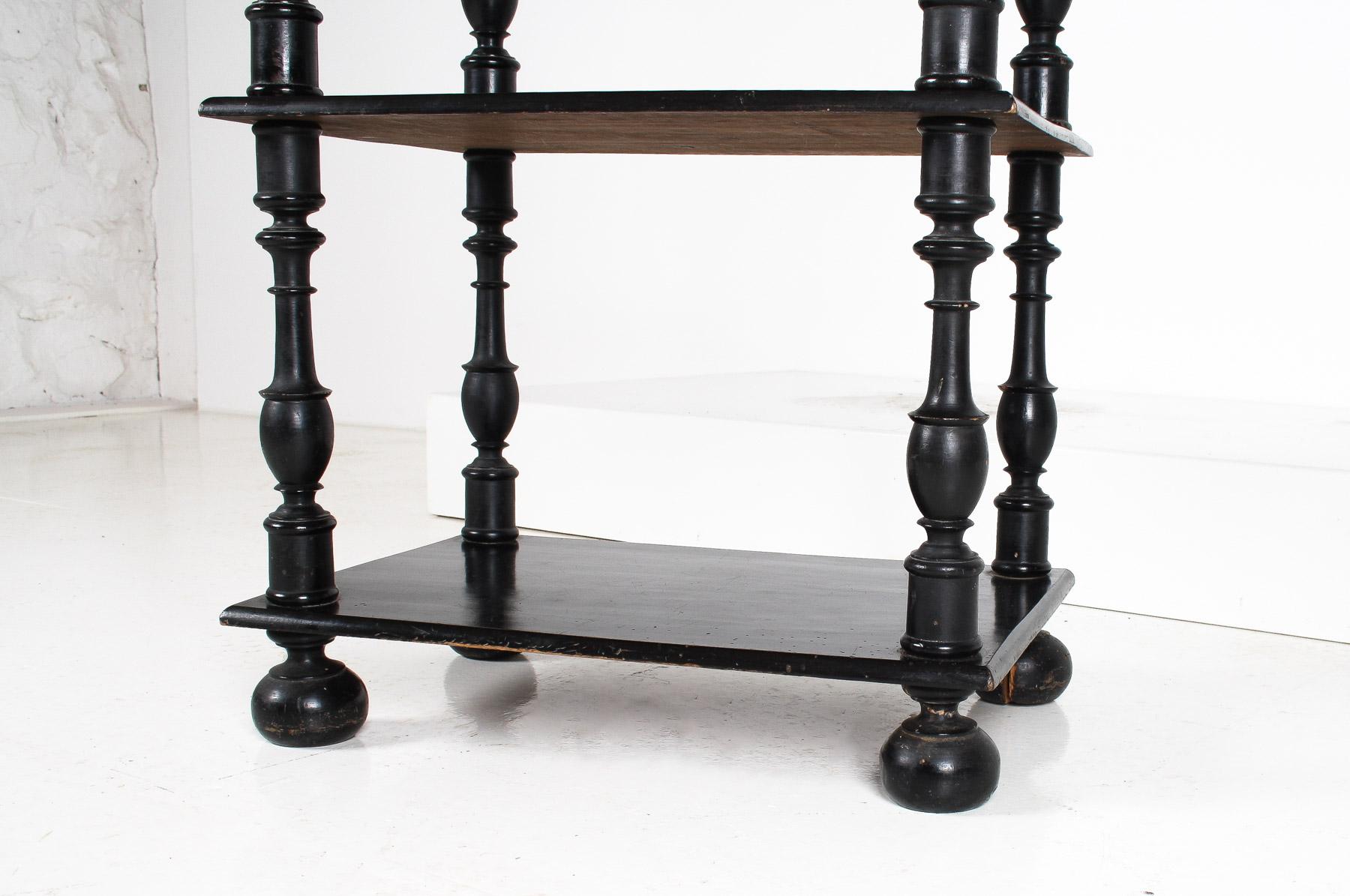 19th Century Ebonised Whatnot Etagere Shelf Unit with Gallery Top, English For Sale 3