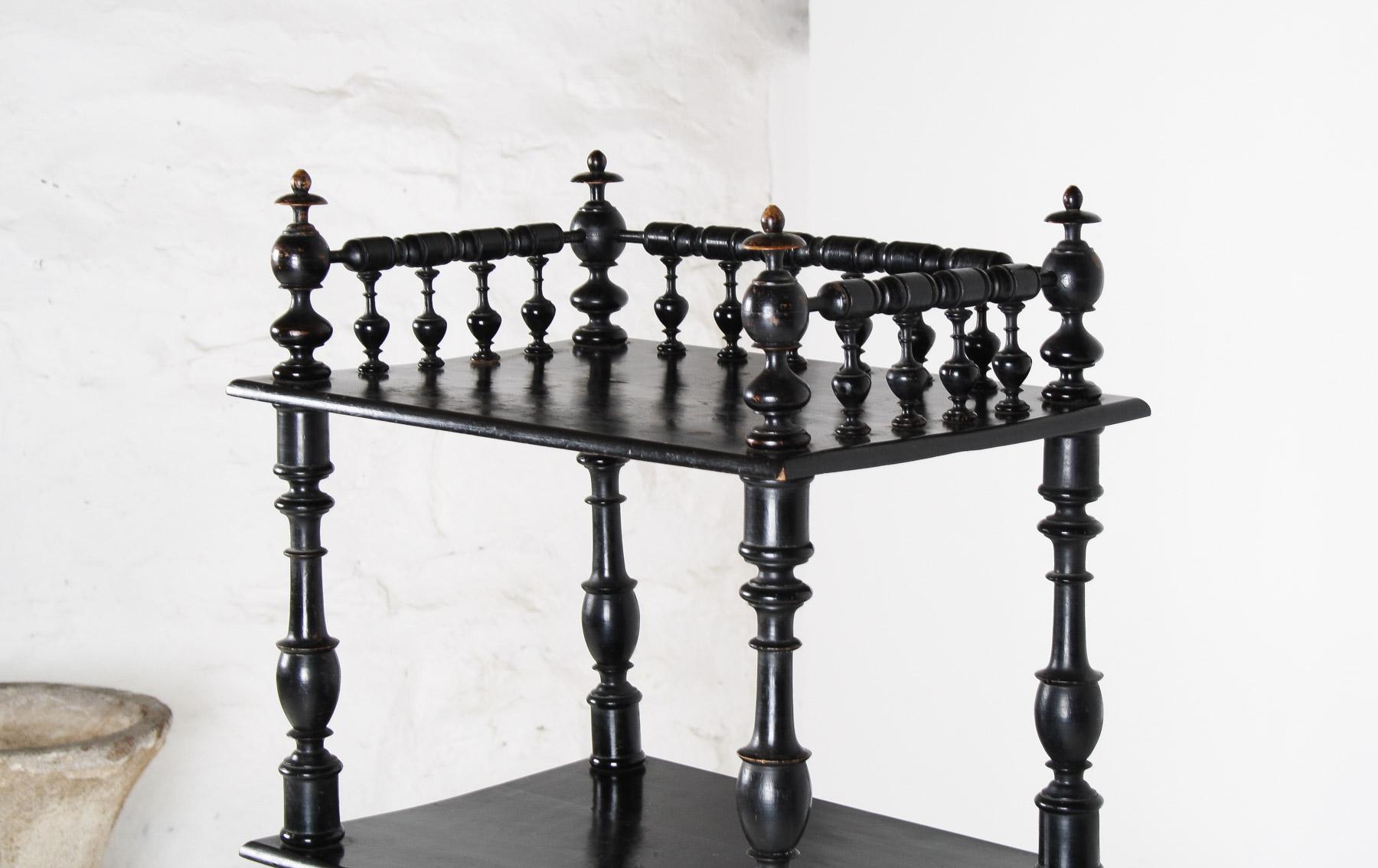 19th Century Ebonised Whatnot Etagere Shelf Unit with Gallery Top, English For Sale 4