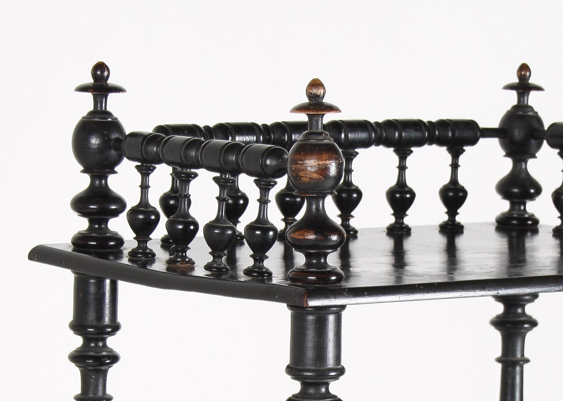 19th Century Ebonised Whatnot Etagere Shelf Unit with Gallery Top, English For Sale 5