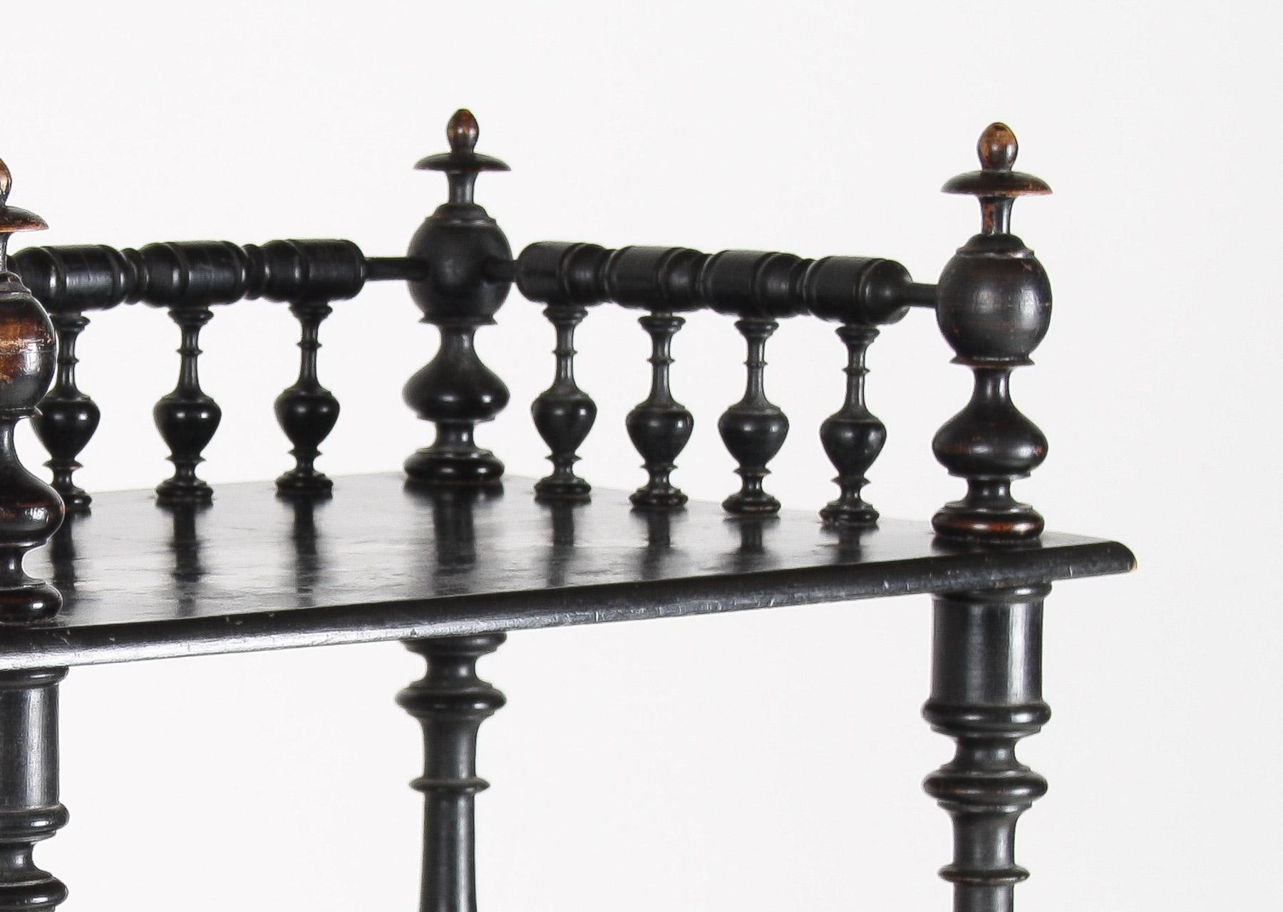 19th Century Ebonised Whatnot Etagere Shelf Unit with Gallery Top, English For Sale 6