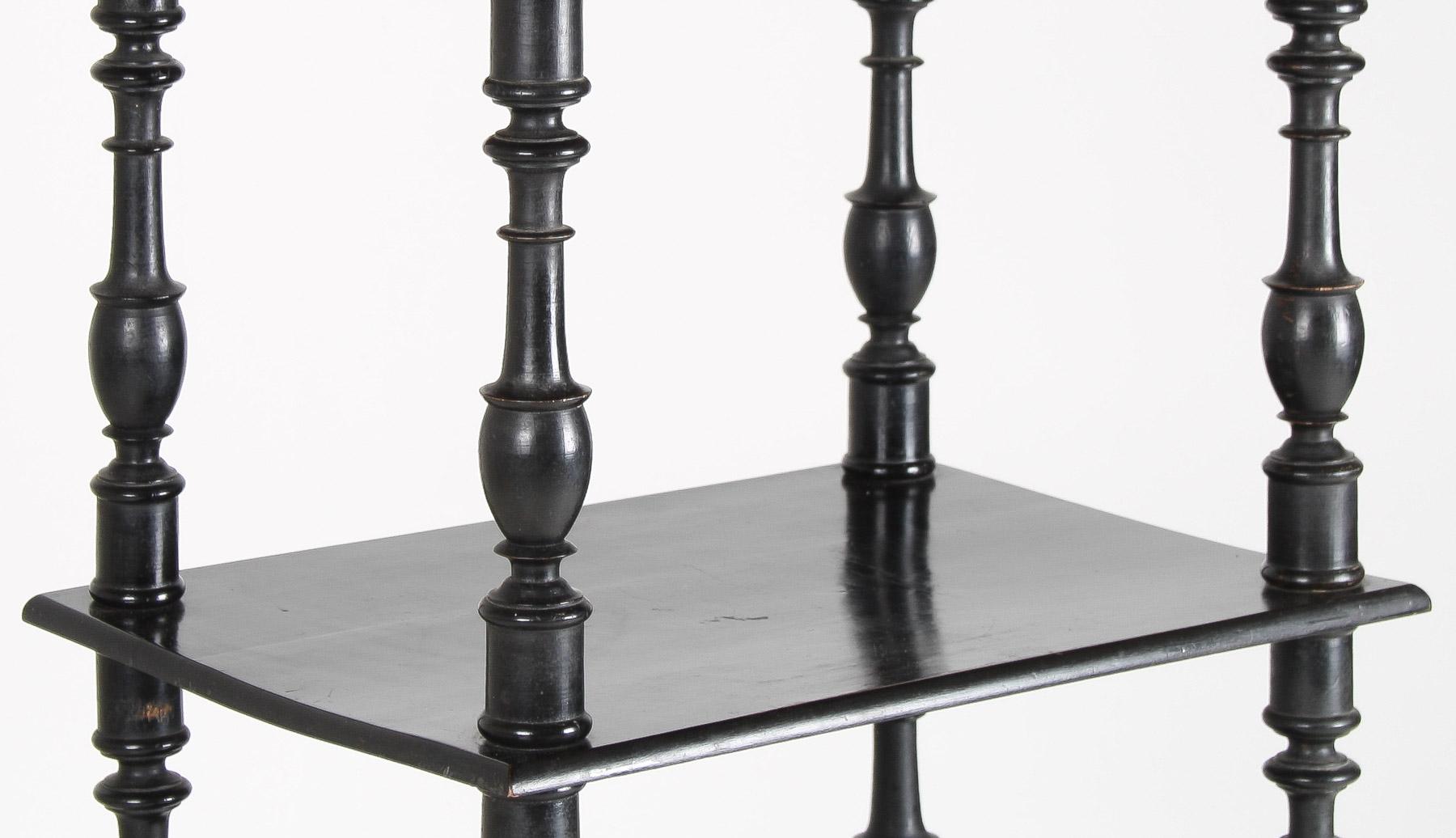 19th Century Ebonised Whatnot Etagere Shelf Unit with Gallery Top, English For Sale 7