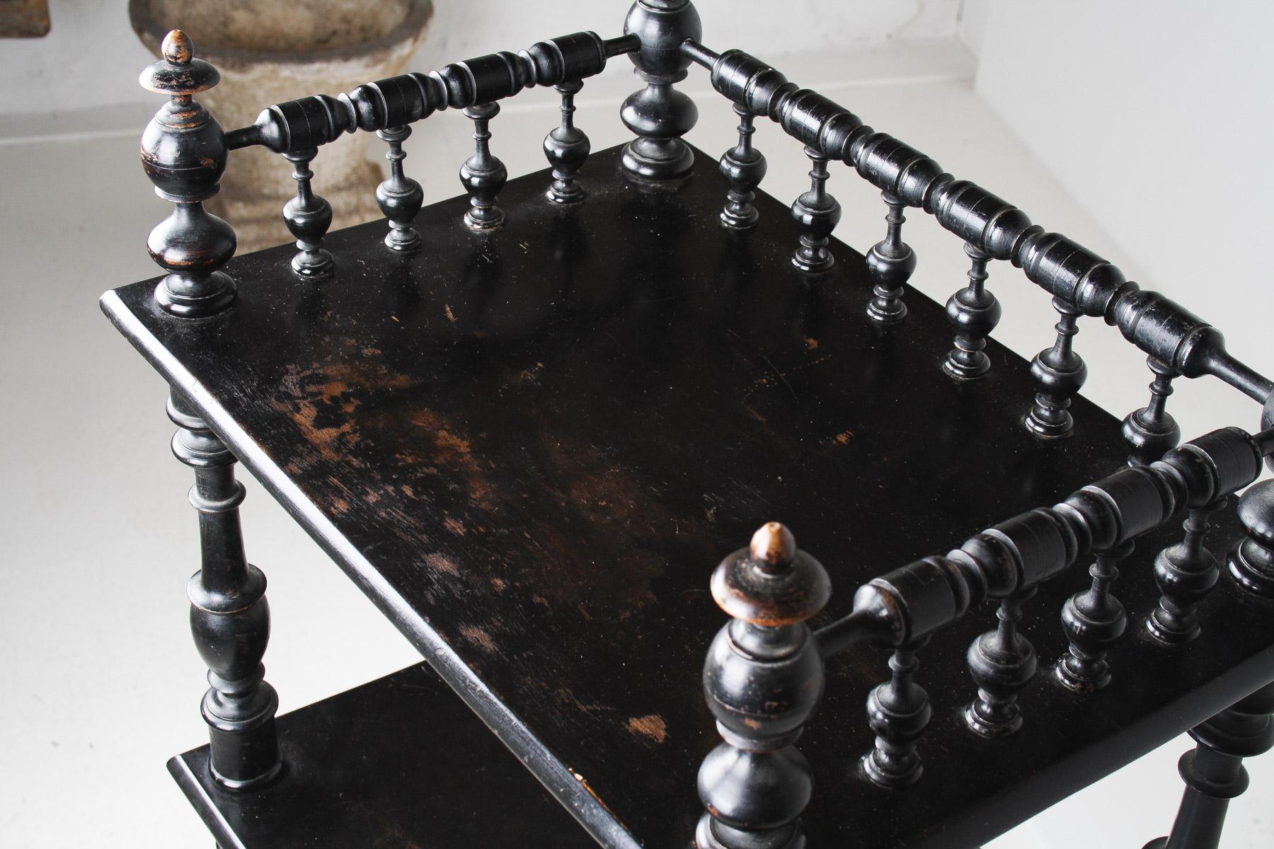 19th Century Ebonised Whatnot Etagere Shelf Unit with Gallery Top, English For Sale 10