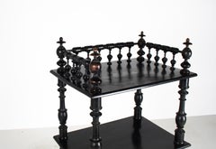 19th Century Ebonised Whatnot Etagere Shelf Unit with Gallery Top, English