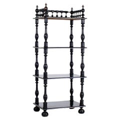 Ebonisierter Whatnot Etagere-Regalschrank mit Galerieplatte aus dem 19. Jahrhundert, englisch