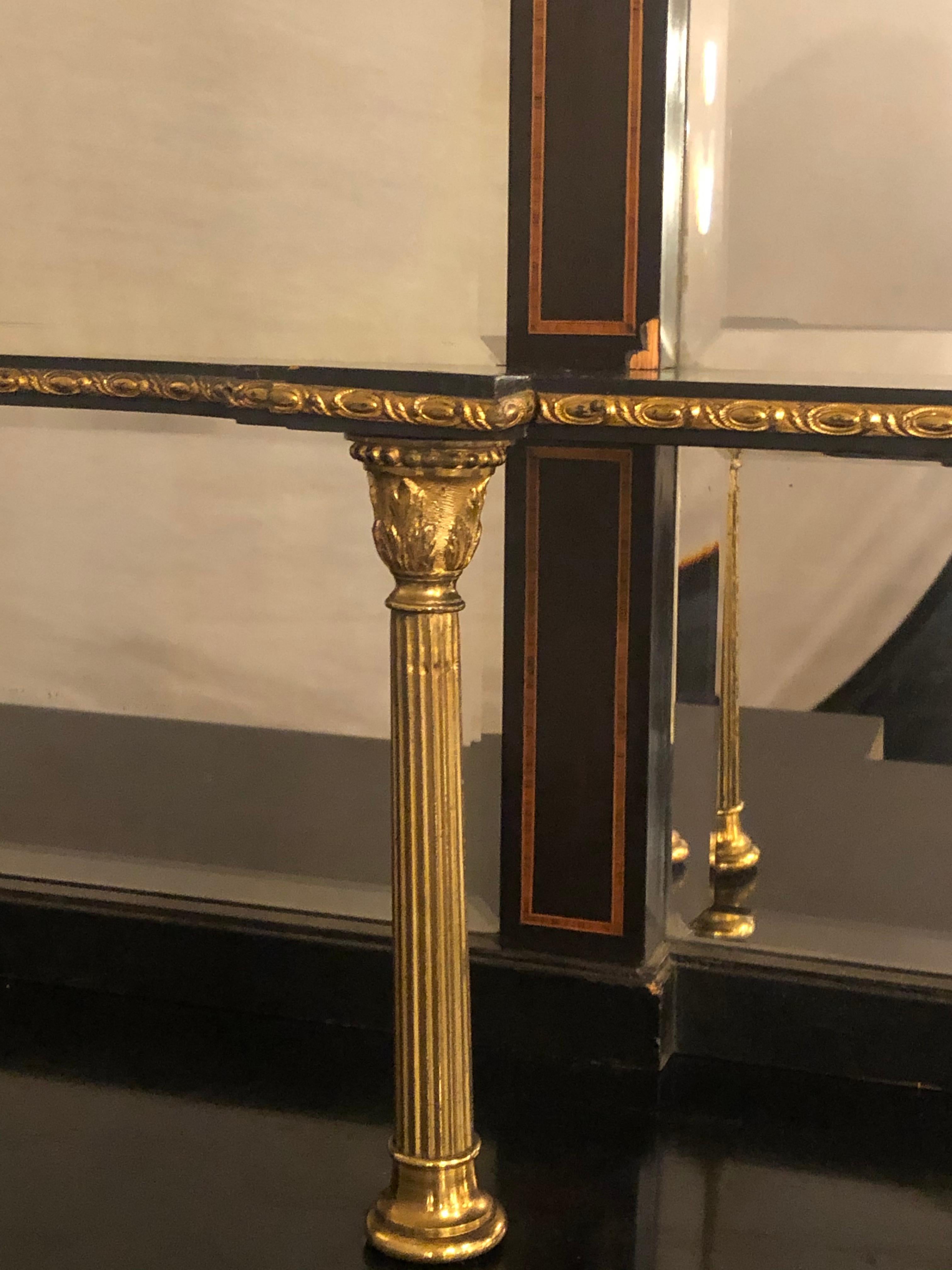 19th Century Ebonized Bronze Mounted Sideboard Vitrine with Matching Mirror 6