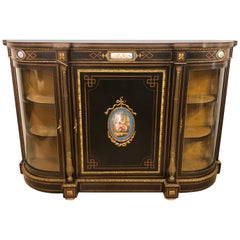 19th Century Ebonized Bronze Mounted Sideboard with Sevres Plaques