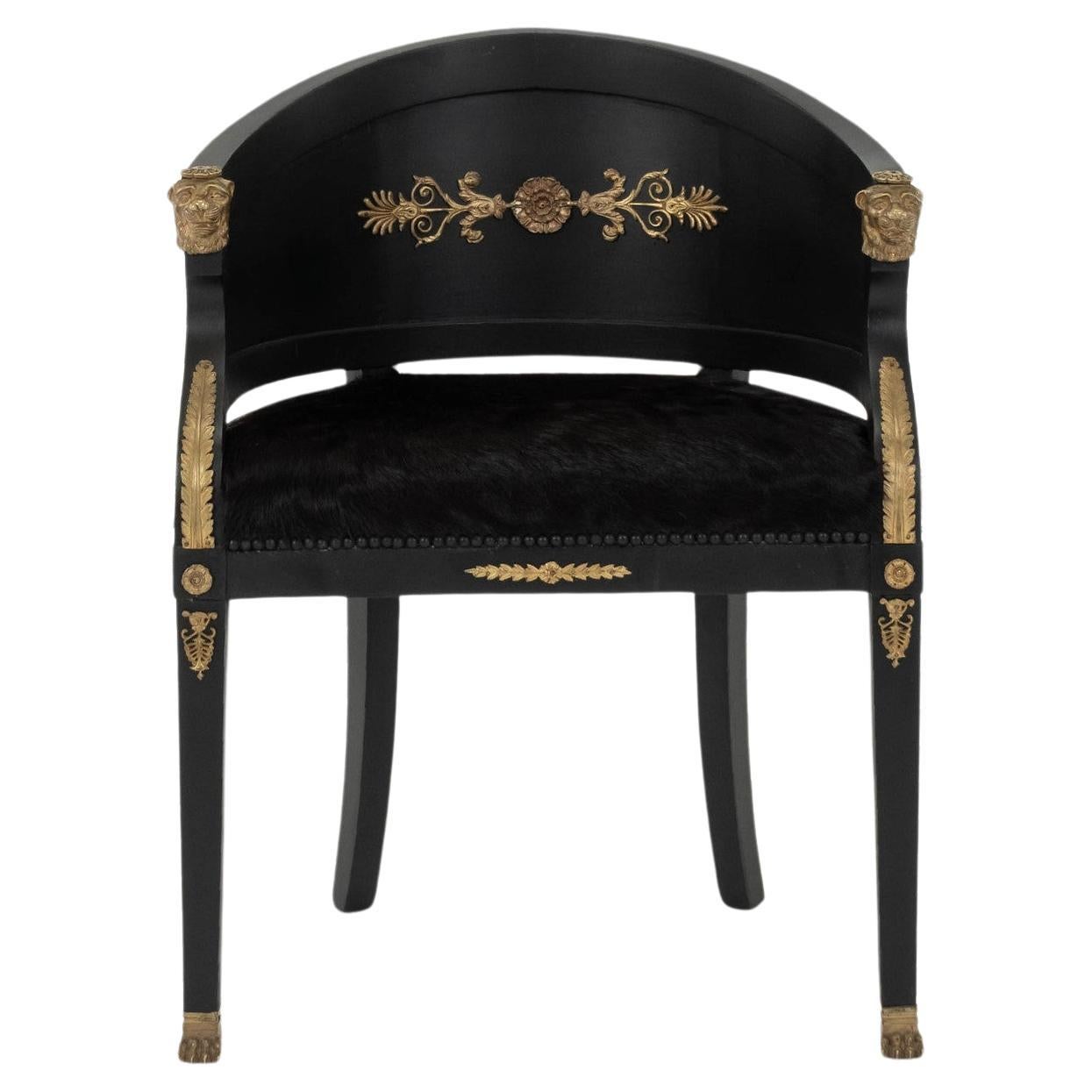 19th Century Ebonized Empire Bergére For Sale