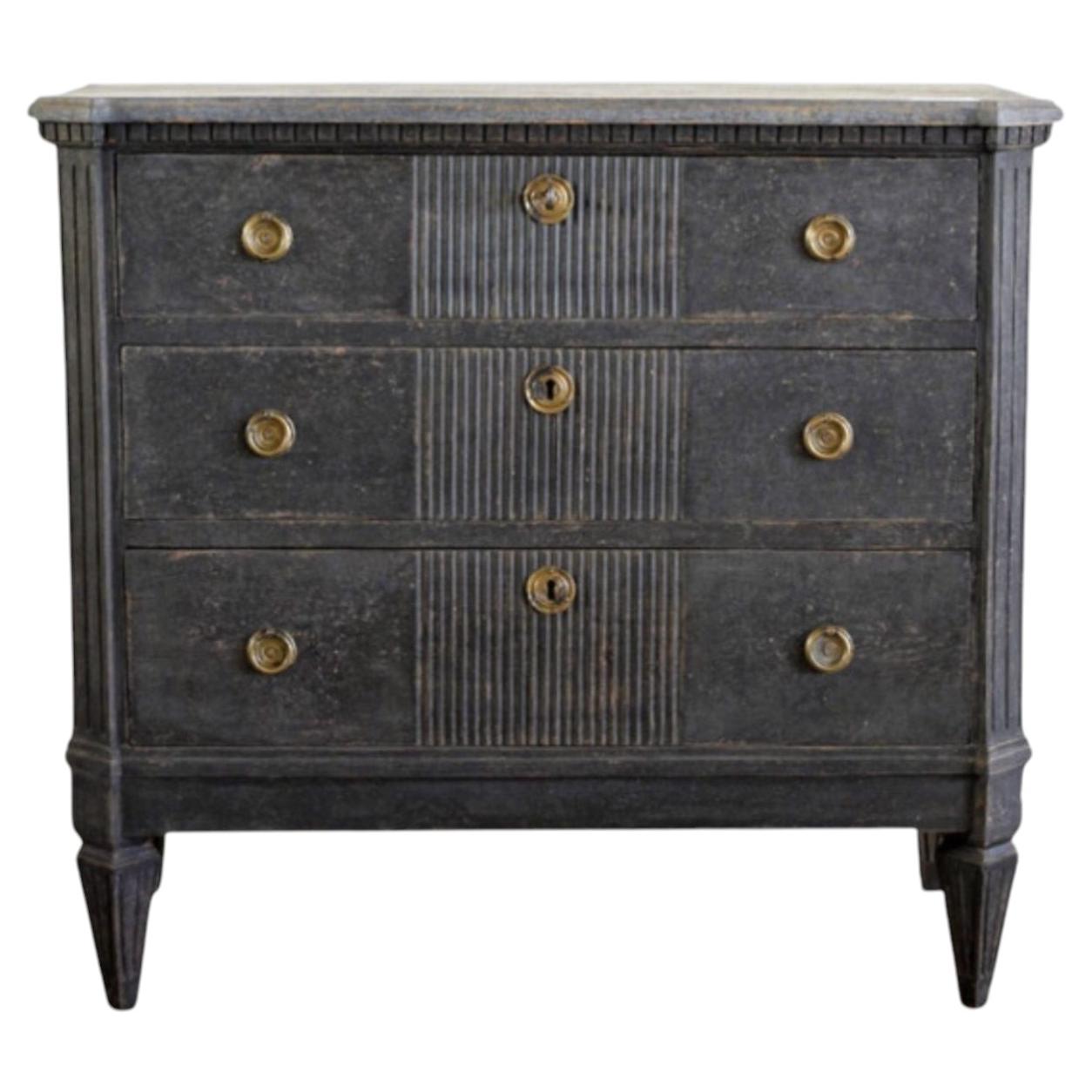 19th Century Ebonized Gustavian Style Commode
