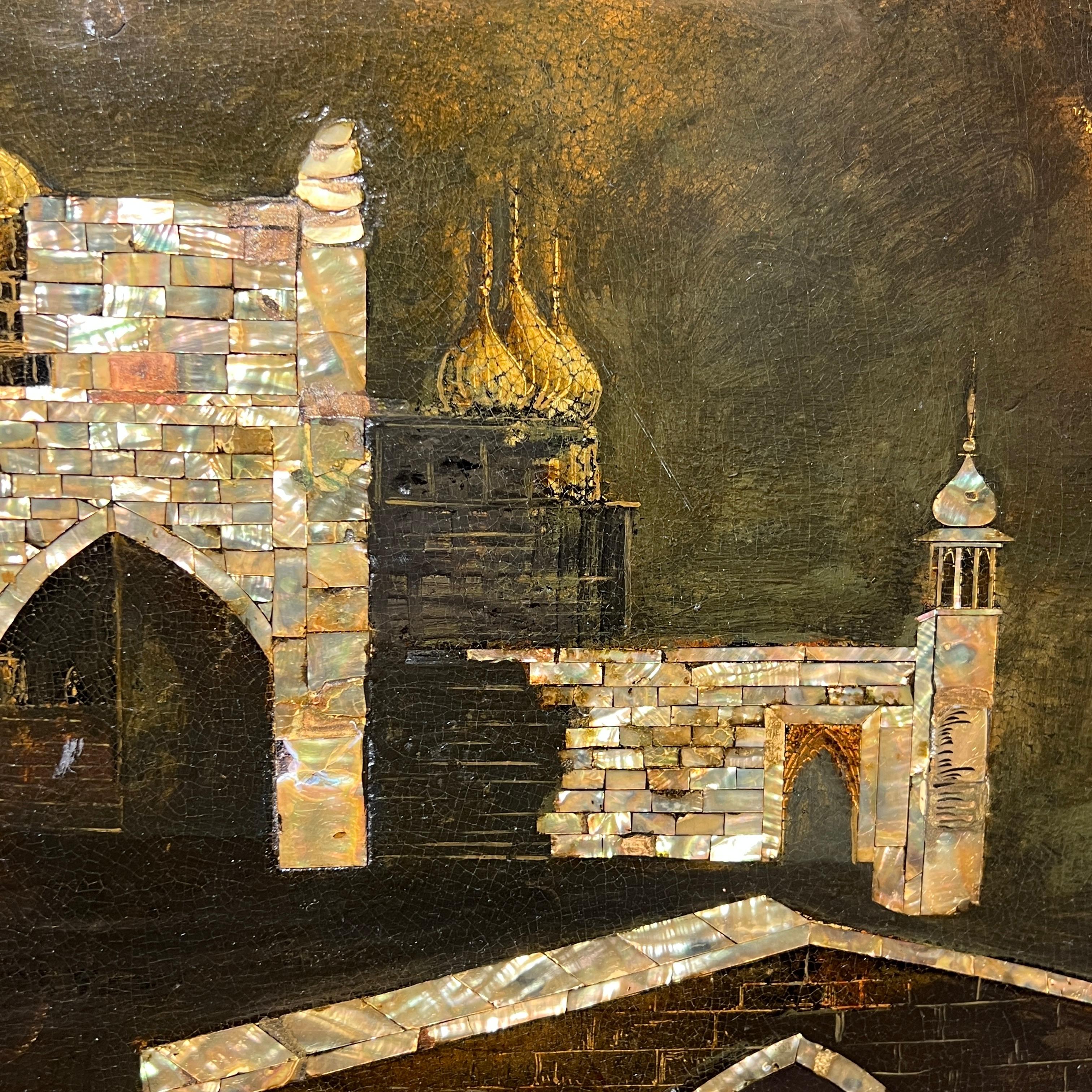 Legno Tavolo a ribalta del XIX secolo dipinto a mano e intarsiato in ebano in vendita