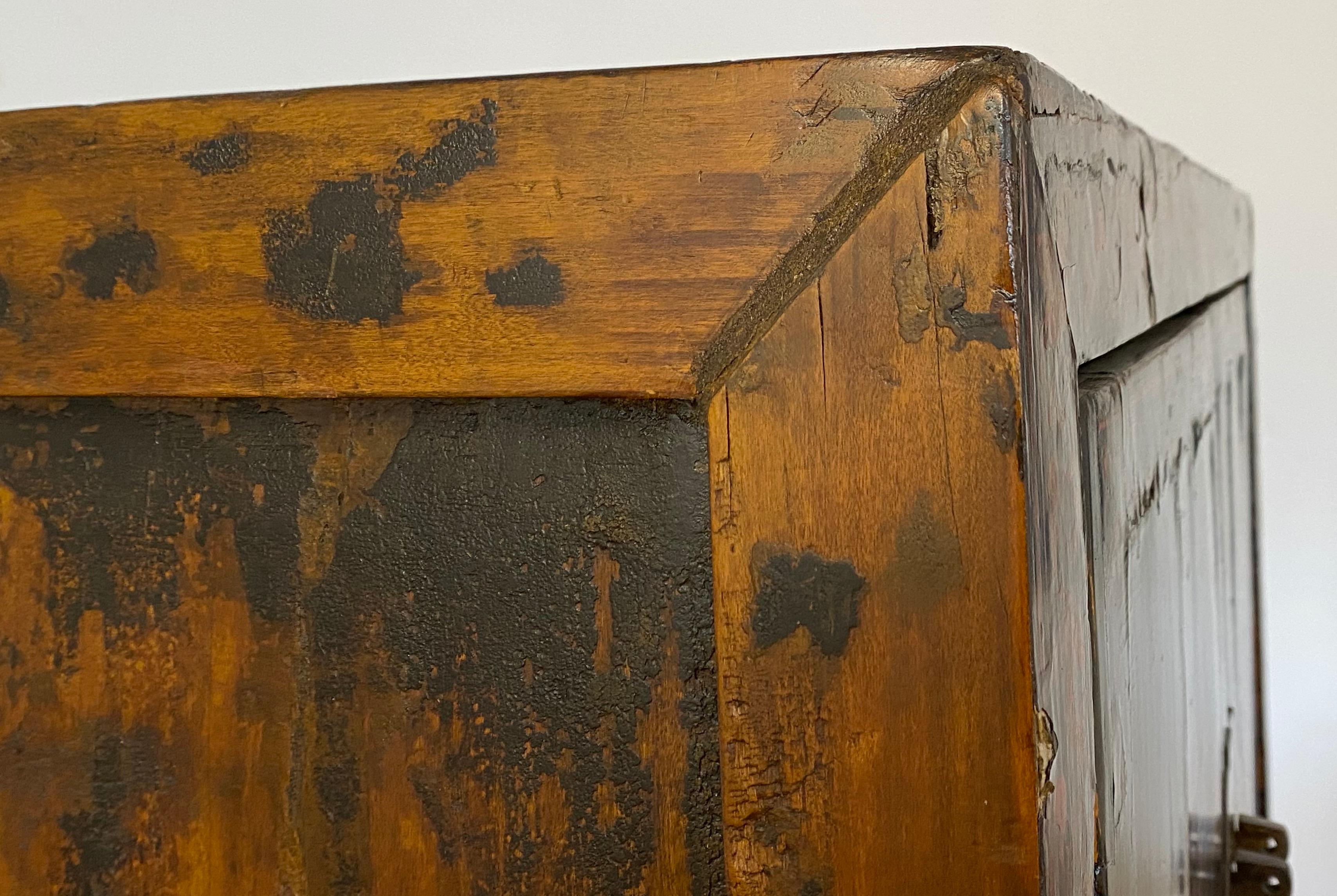 19th Century Ebonized Hand Painted Chinese Tansu Cabinet 3