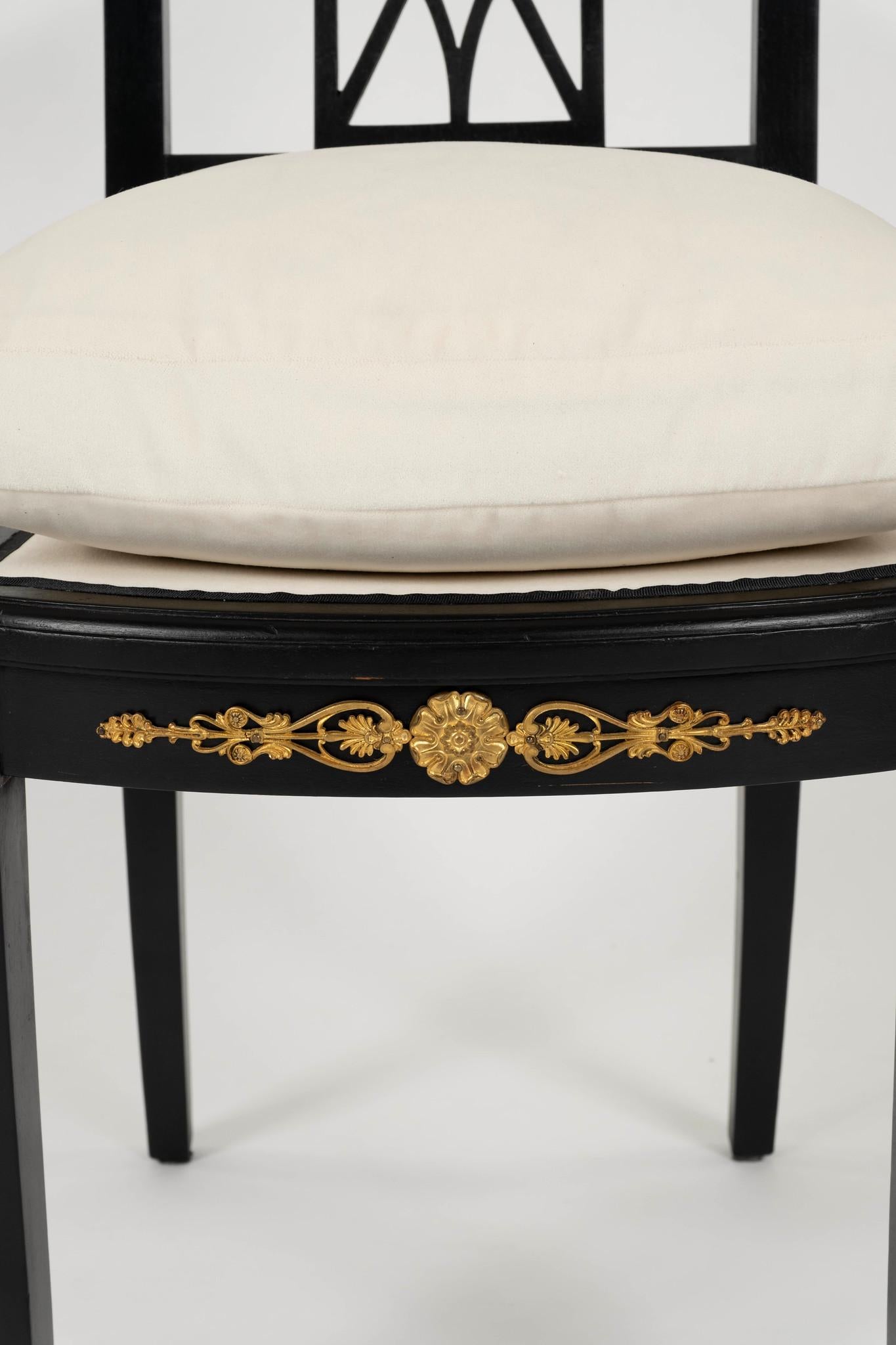 19th Century Ebonized Italian Empire Style Side Chair For Sale 6