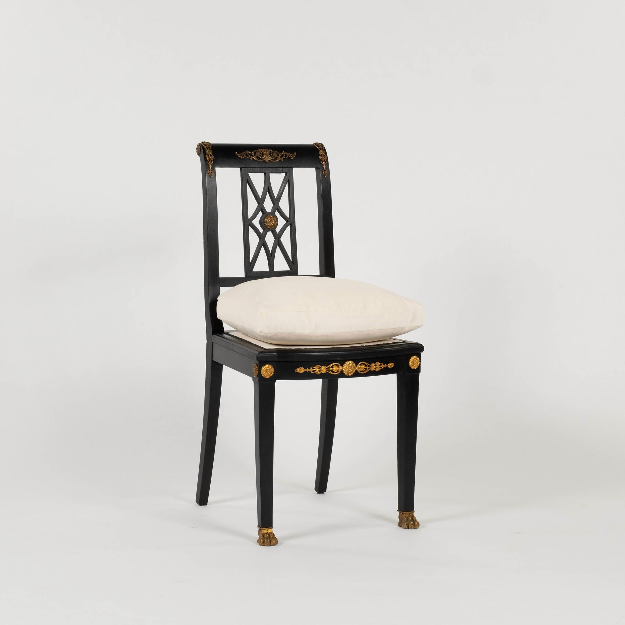 19th Century Ebonized Italian Empire Style Side Chair In Good Condition For Sale In Houston, TX