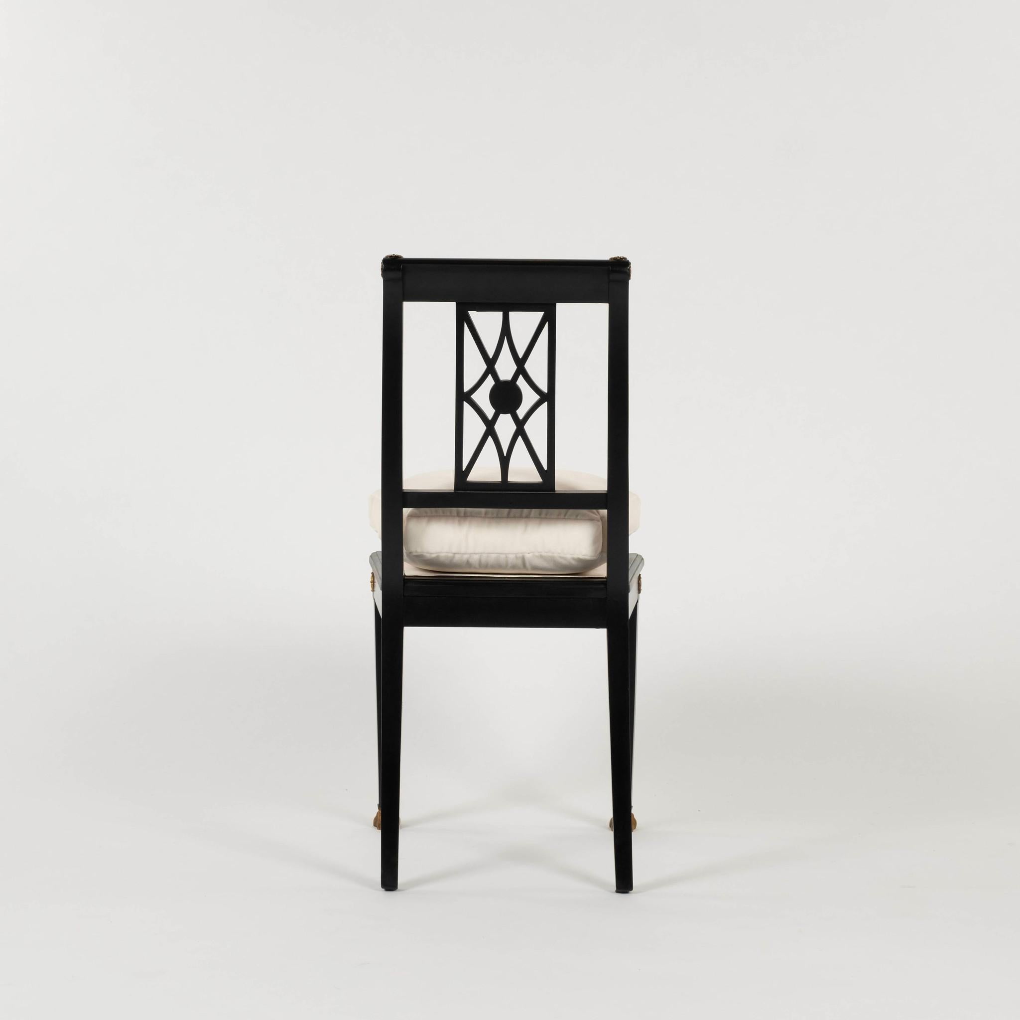 19th Century Ebonized Italian Empire Style Side Chair For Sale 1