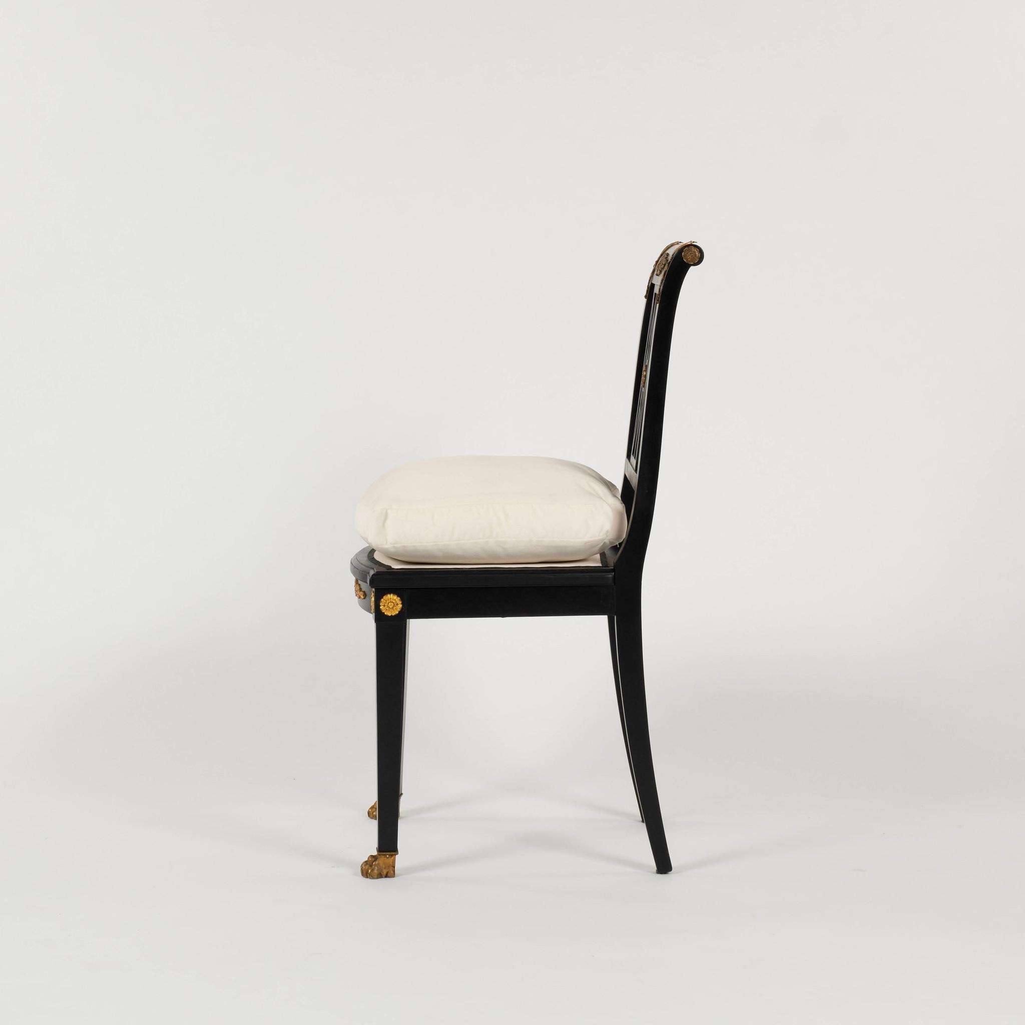 19th Century Ebonized Italian Empire Style Side Chair For Sale 2