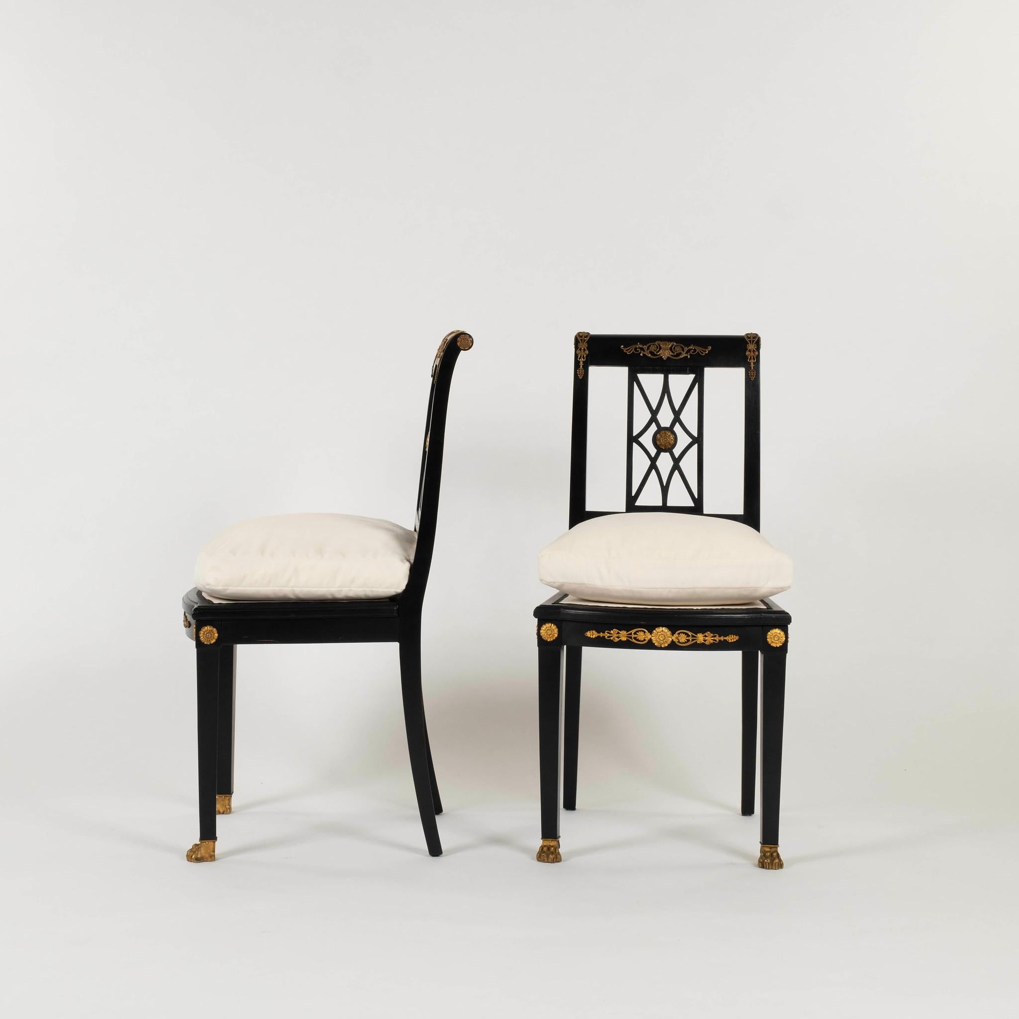19th Century Ebonized Italian Empire Style Side Chair For Sale 3