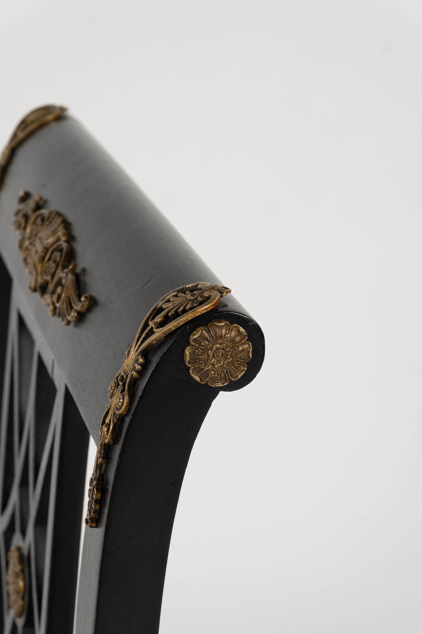 19th Century Ebonized Italian Empire Style Side Chair For Sale 4