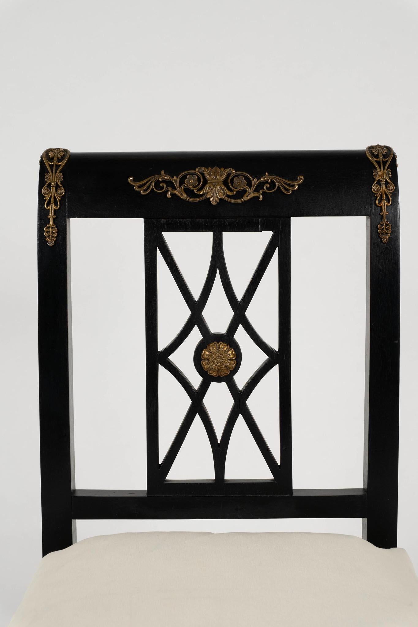 19th Century Ebonized Italian Empire Style Side Chair For Sale 5