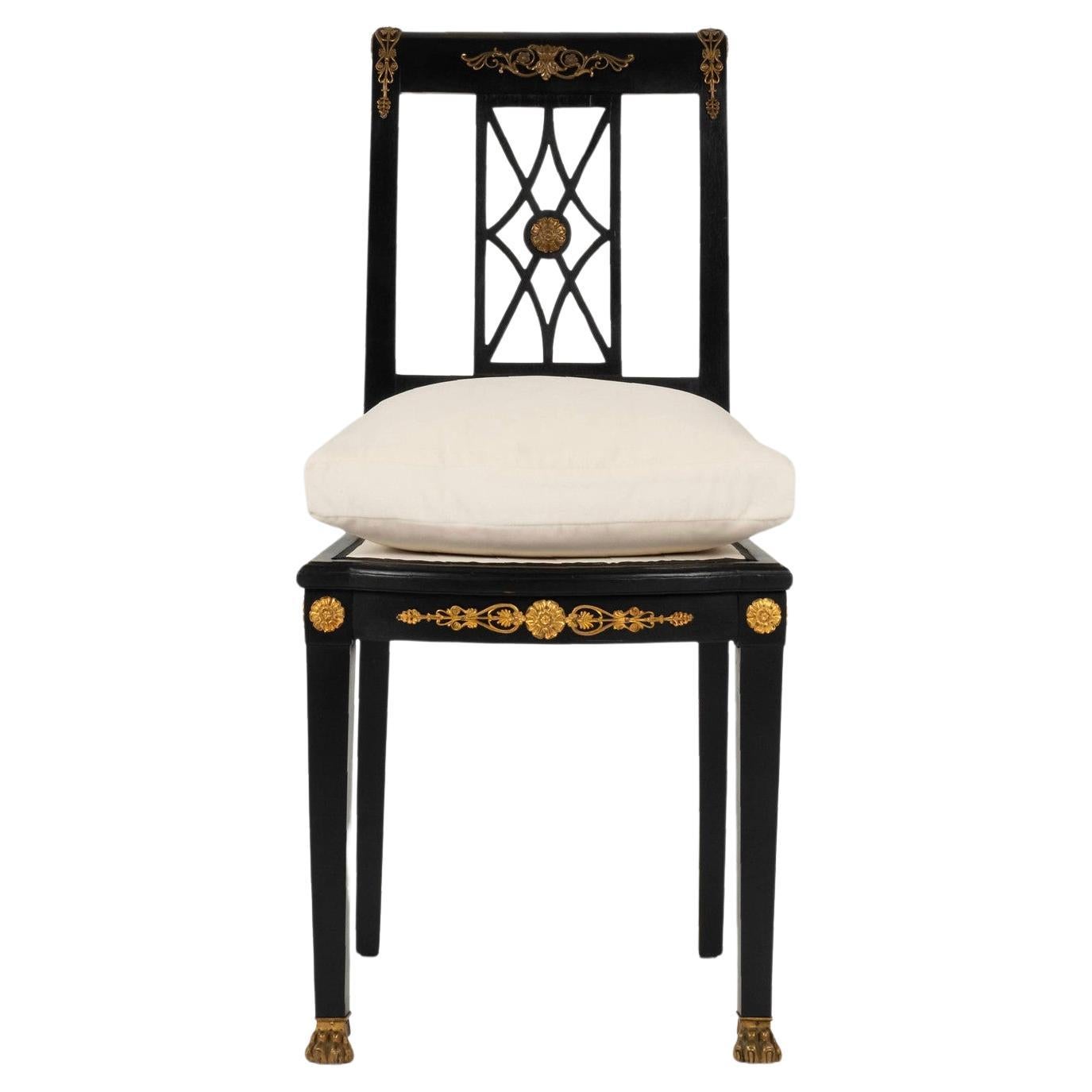 19th Century Ebonized Italian Empire Style Side Chair For Sale