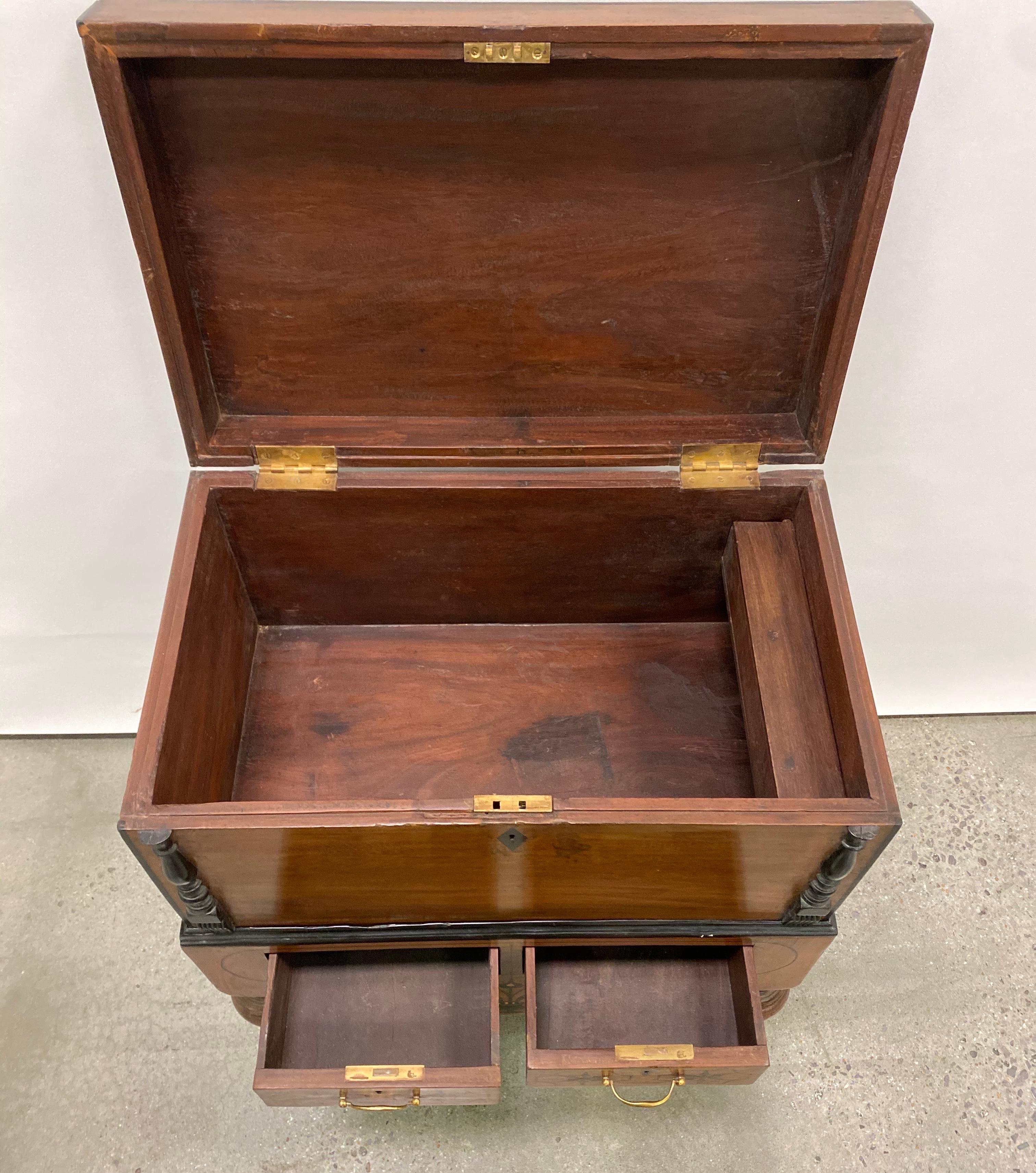 Wood 19th Century Ebonized Jackwood British Colonial Box on Stand from British Ceylon For Sale