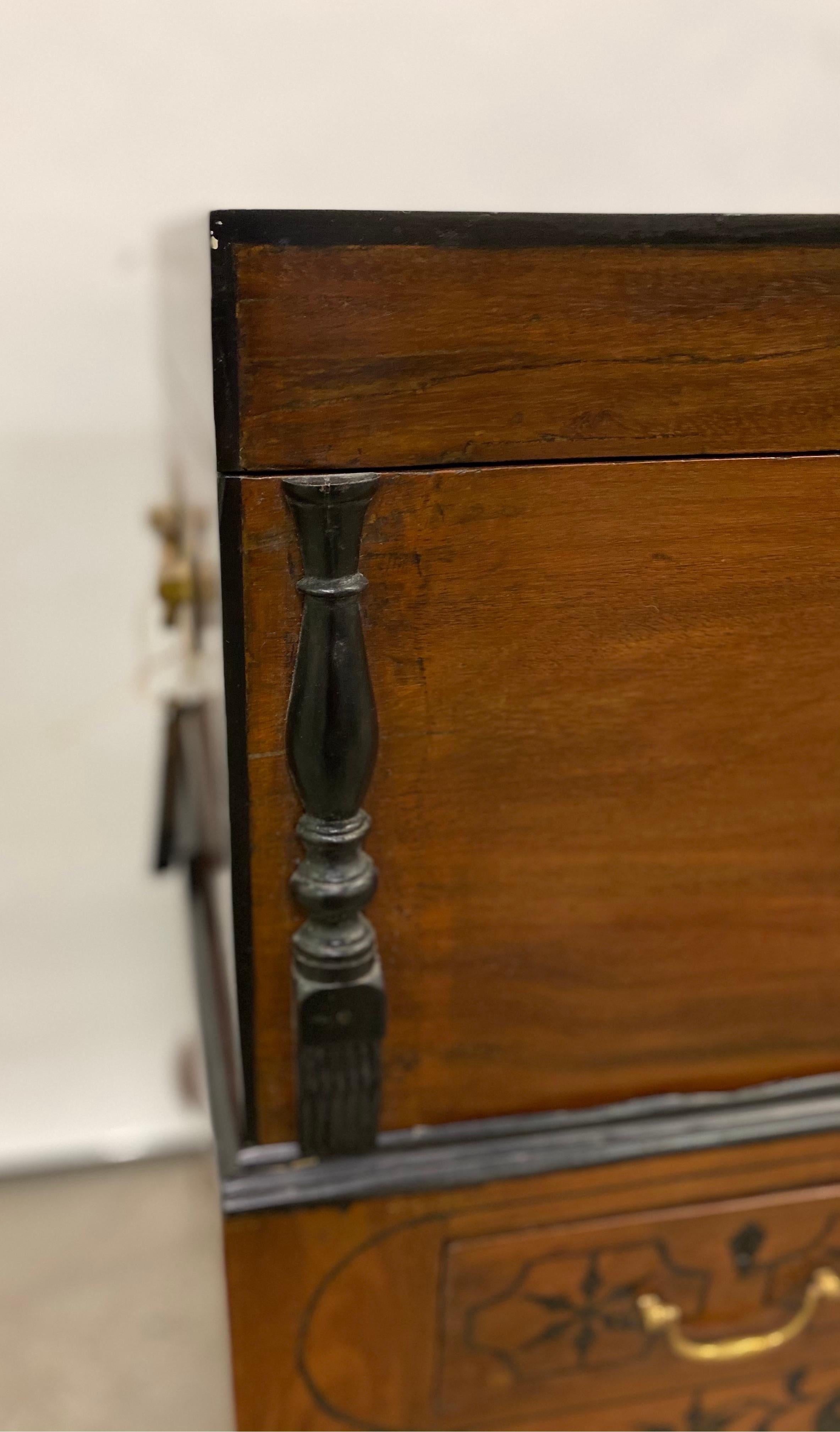 19th Century Ebonized Jackwood British Colonial Box on Stand from British Ceylon For Sale 2