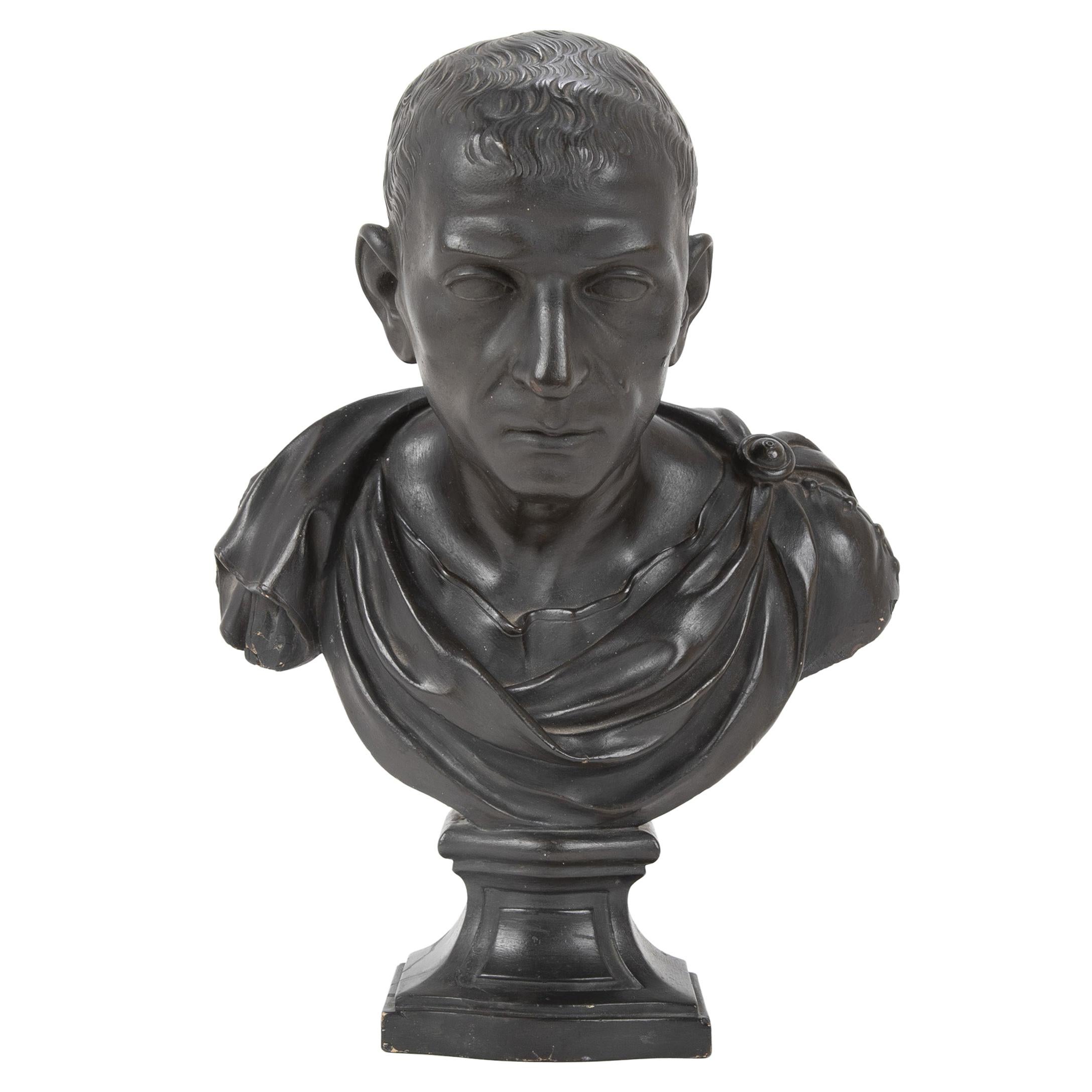 19th Century Ebonized Plaster Bust of Marcus Tulles Cicero