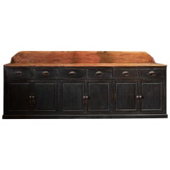 Antique 19th Century Ebonized Scottish Pine Counter Dresser Base/ Sideboard