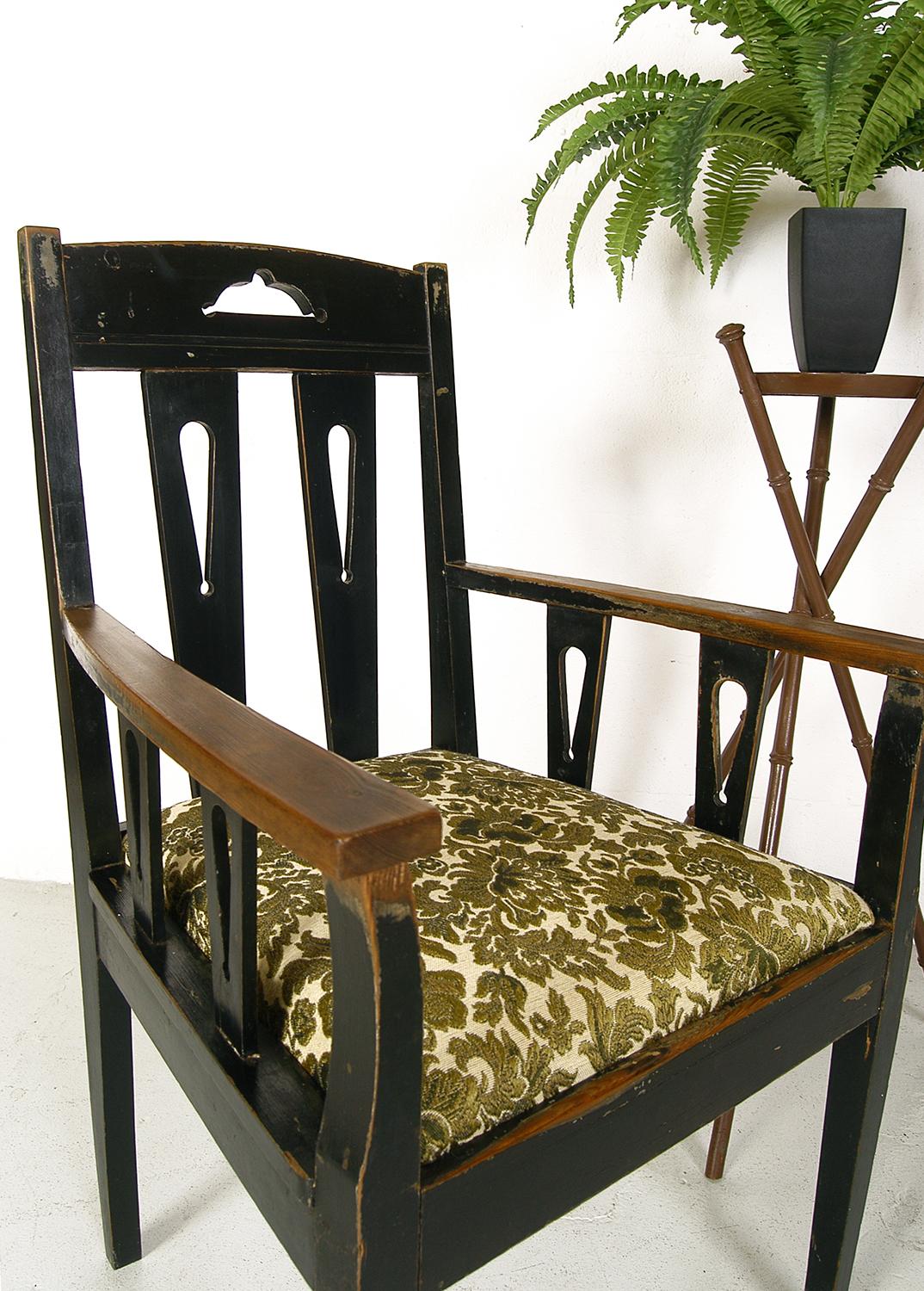 19th Century Ebonized Swedish Arts & Crafts Occasional Country Library Armchair 4