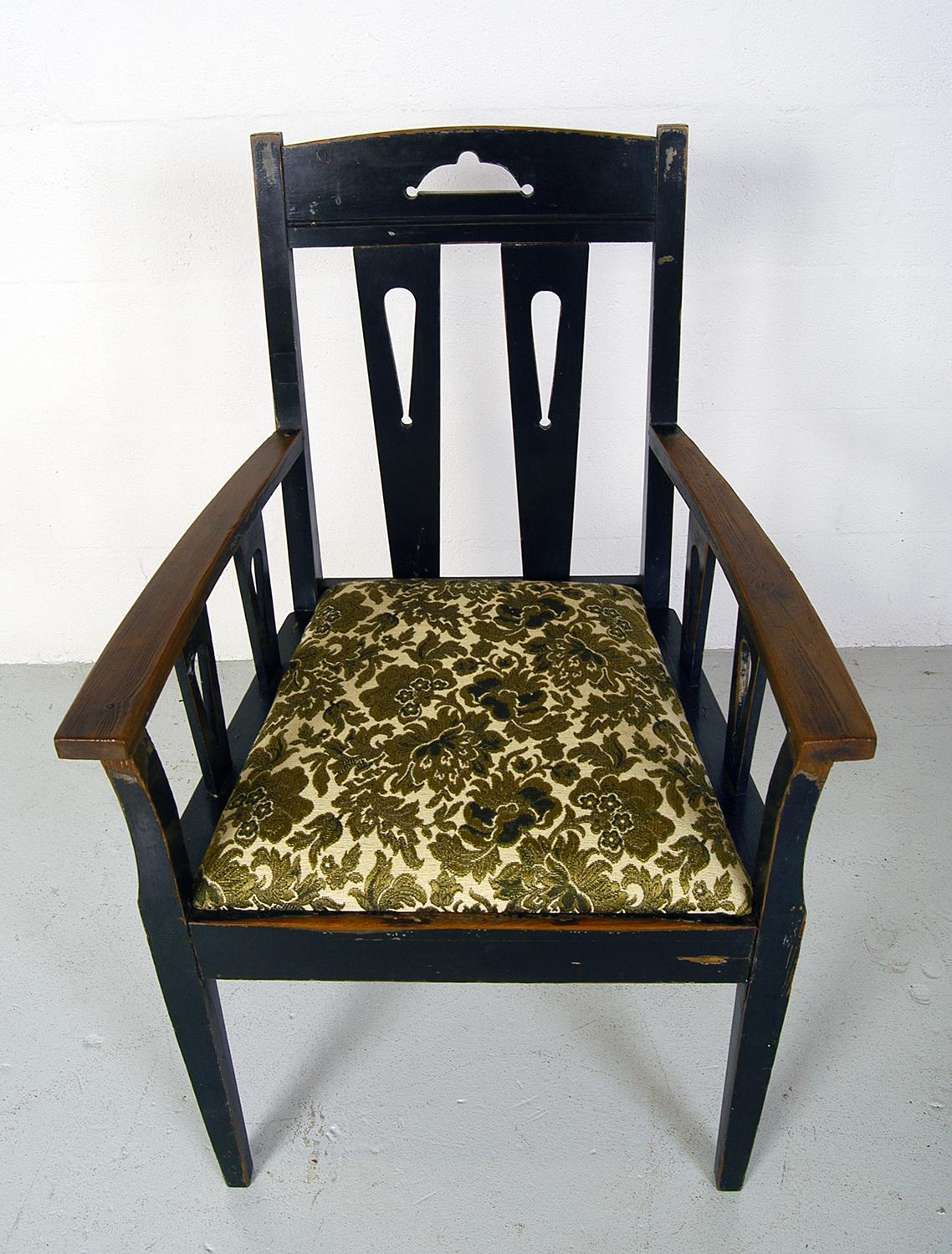 19th Century Ebonized Swedish Arts & Crafts Occasional Country Library Armchair 7