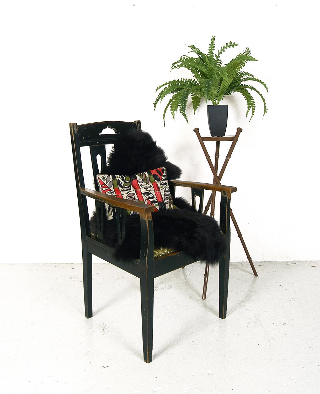 Arts and Crafts 19th Century Ebonized Swedish Arts & Crafts Occasional Country Library Armchair