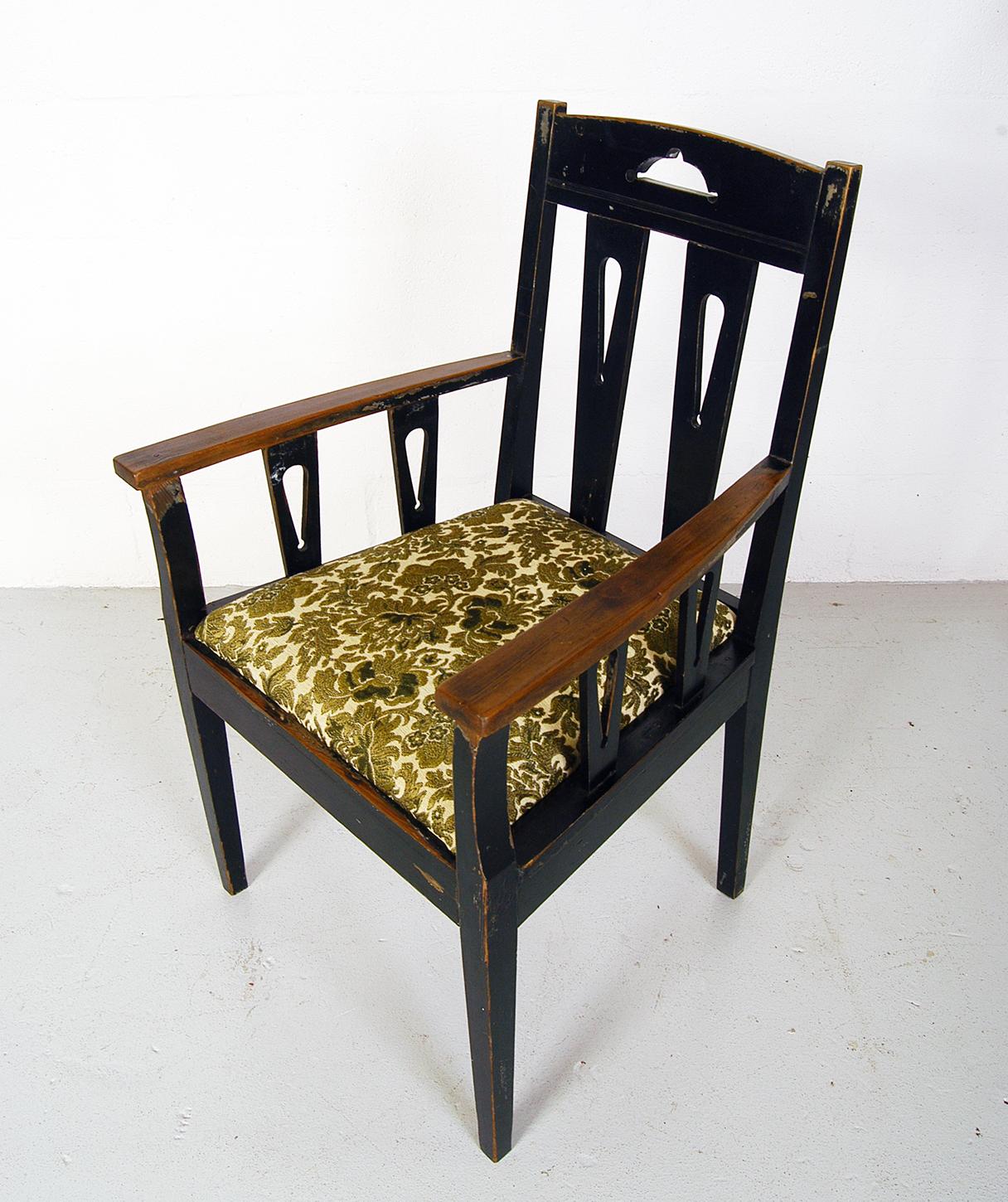 20th Century 19th Century Ebonized Swedish Arts & Crafts Occasional Country Library Armchair
