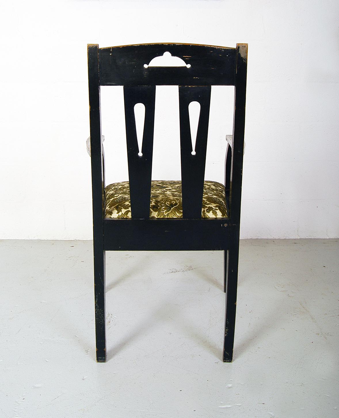 19th Century Ebonized Swedish Arts & Crafts Occasional Country Library Armchair 2