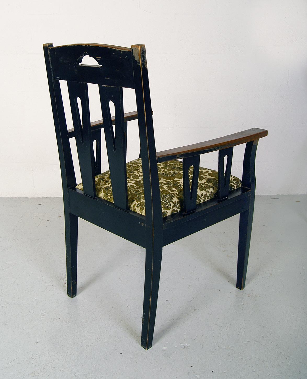 19th Century Ebonized Swedish Arts & Crafts Occasional Country Library Armchair 3