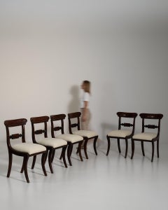 19th Century Ebonized Wood Set of Six Biedermeier Dining Chairs