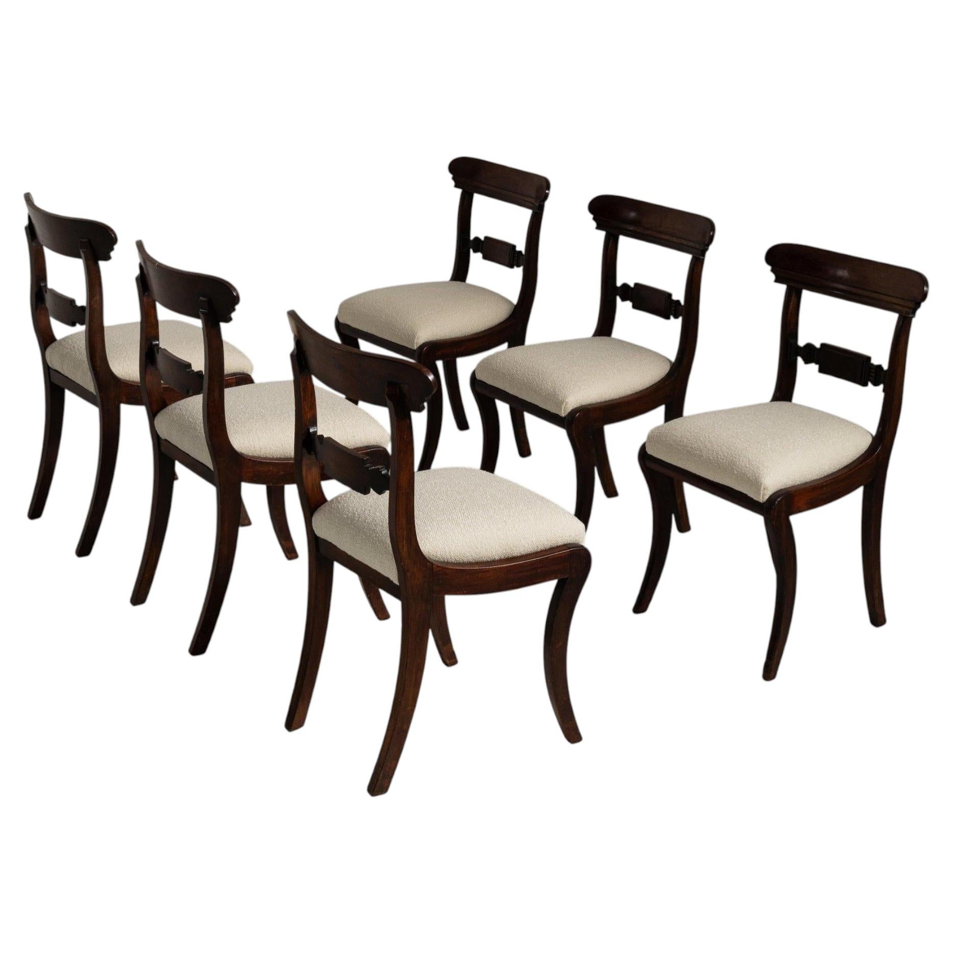 19th Century Ebonized Wood Set of Six Biedermeier Dining Chairs For Sale