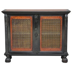 19th Century Ceylonese ebony and amboyna cabinet with brass grill doors