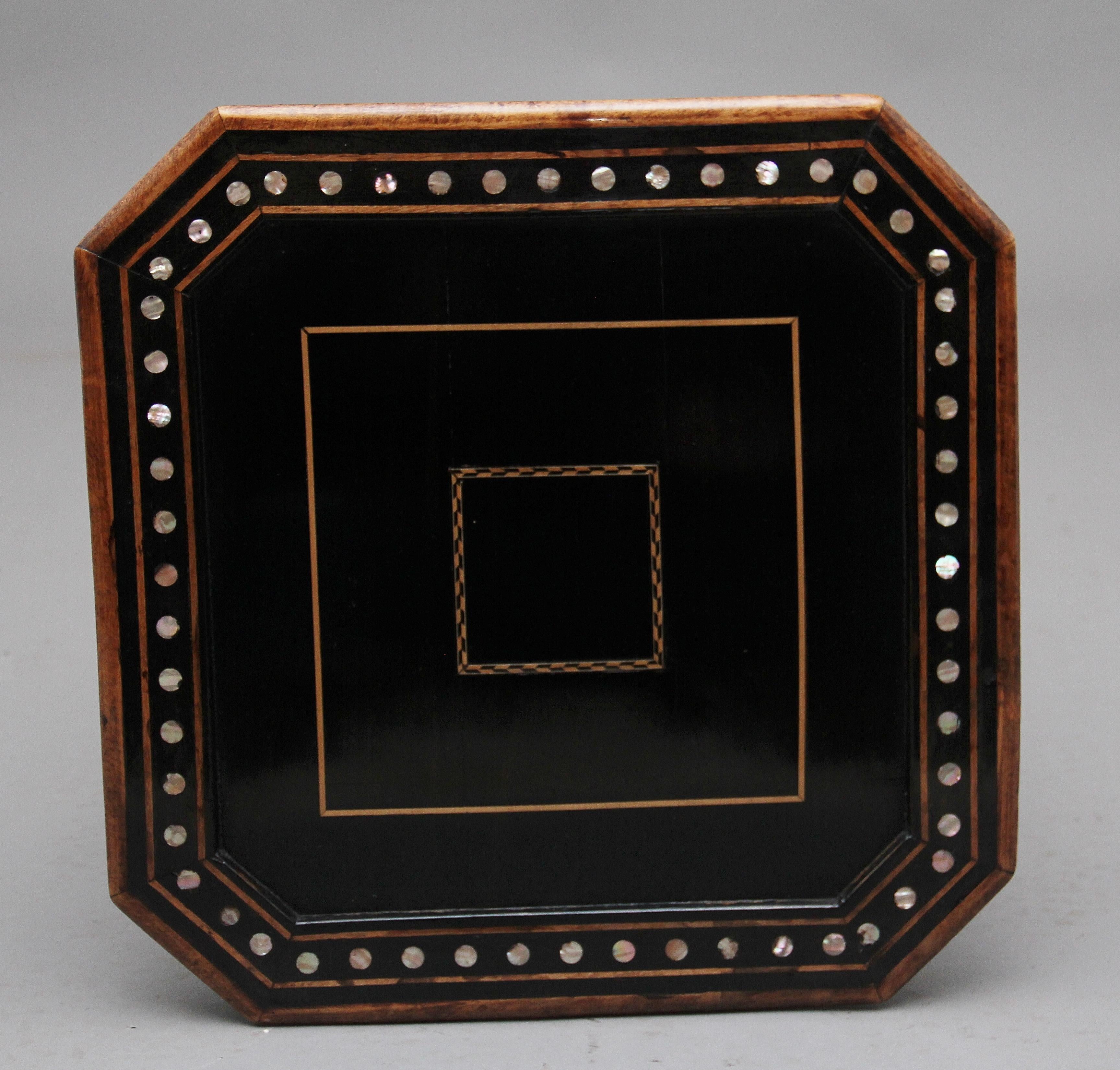 19th Century Ebony and Inlaid Occasional Table 1