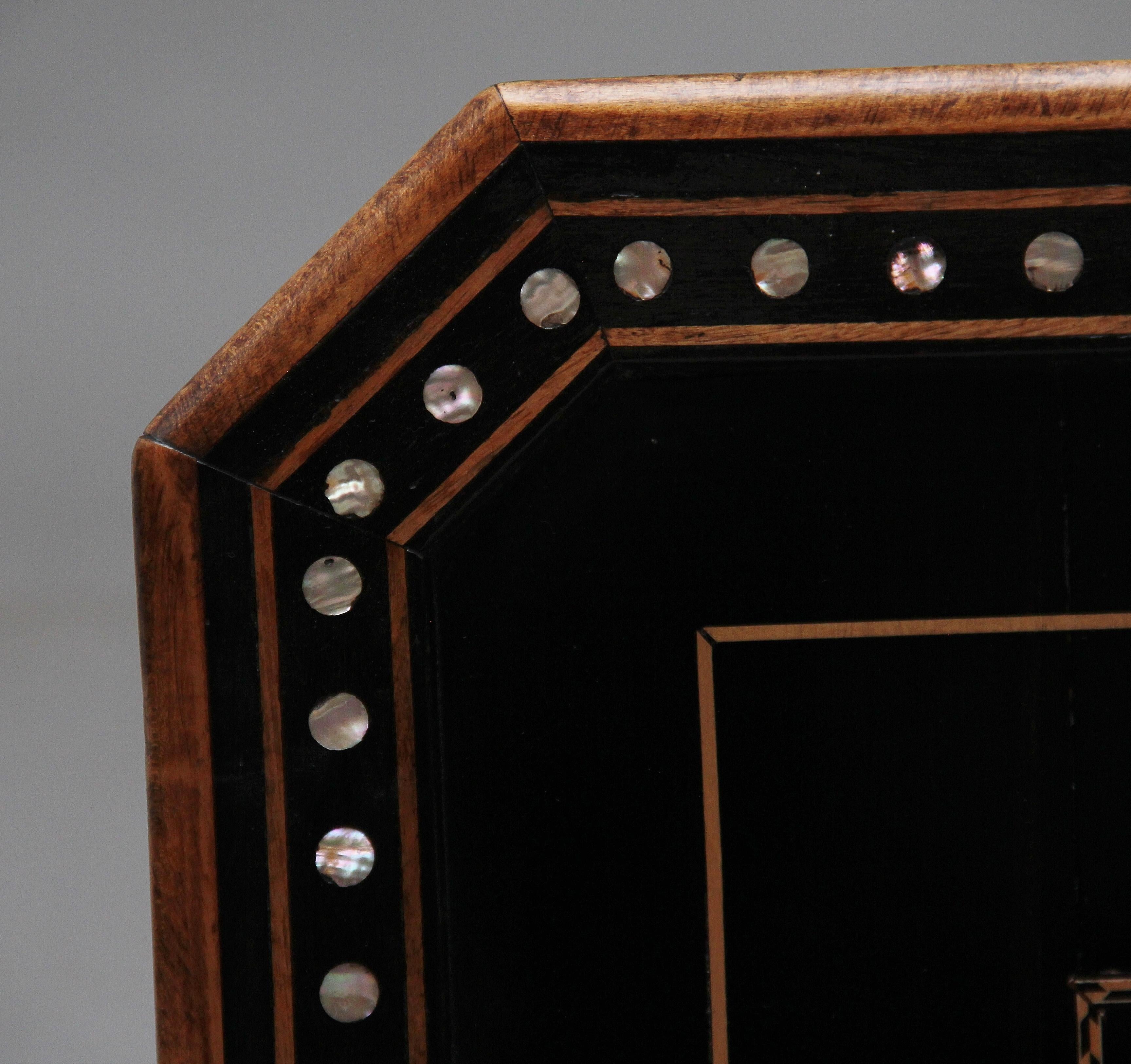 19th Century Ebony and Inlaid Occasional Table 2