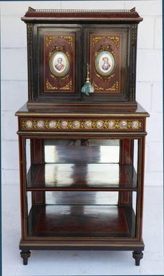 19th Century Ebony and Thuya Wood Bonheur Du Jour