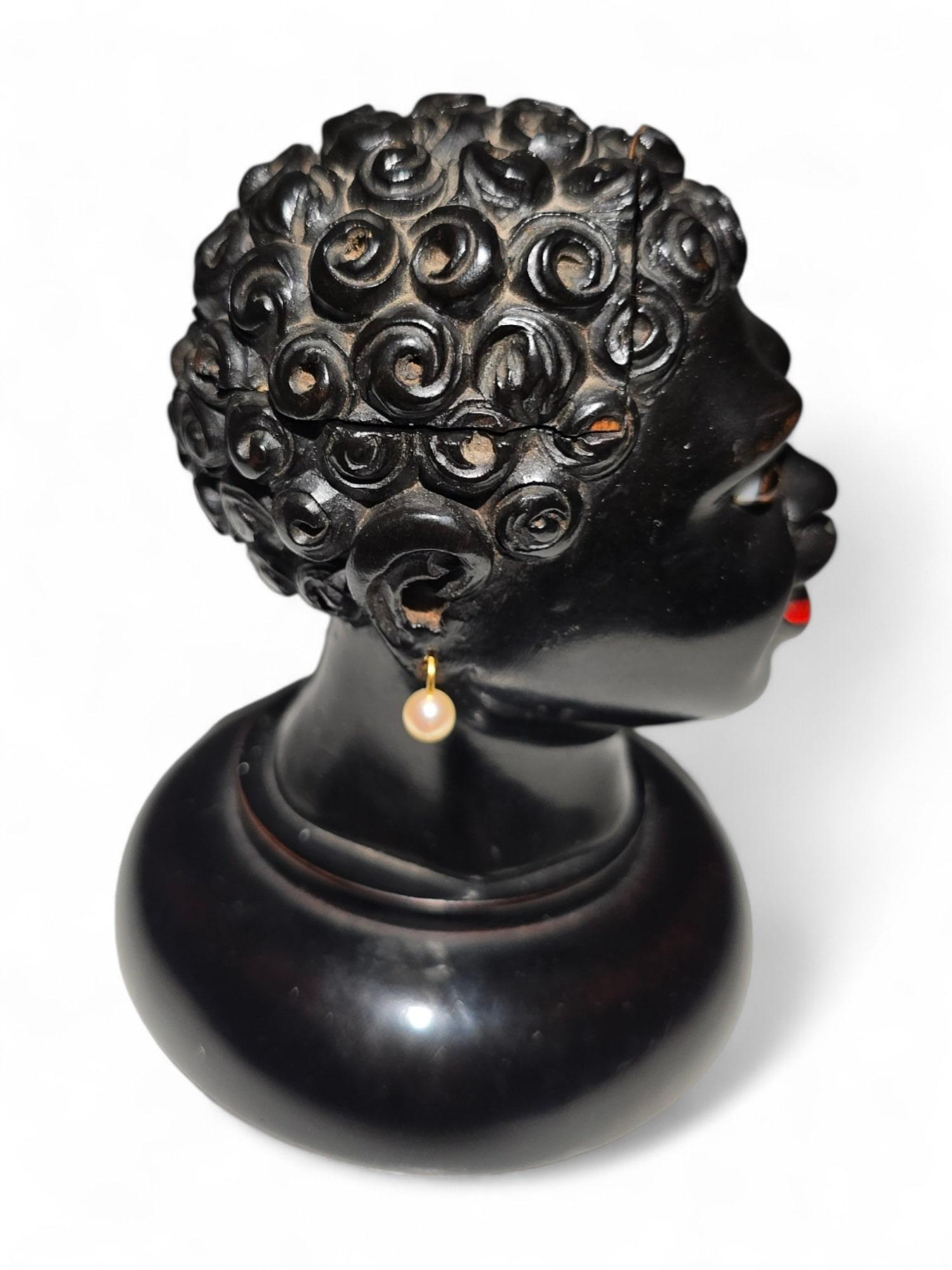 19th Century Ebony Writing Desk Set INKWELL – African Bust Design For Sale 6