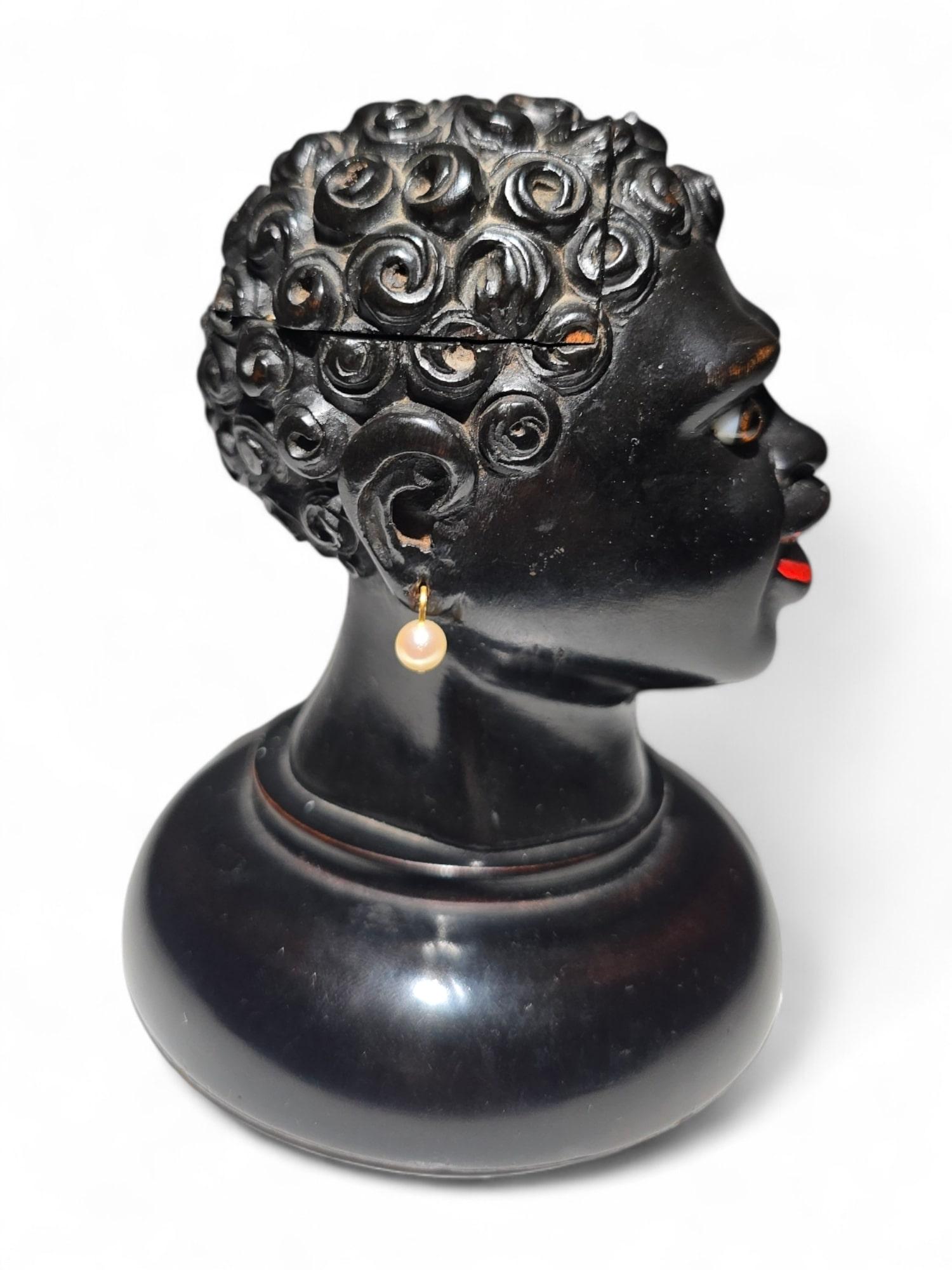 19th Century Ebony Writing Desk Set INKWELL – African Bust Design For Sale 7
