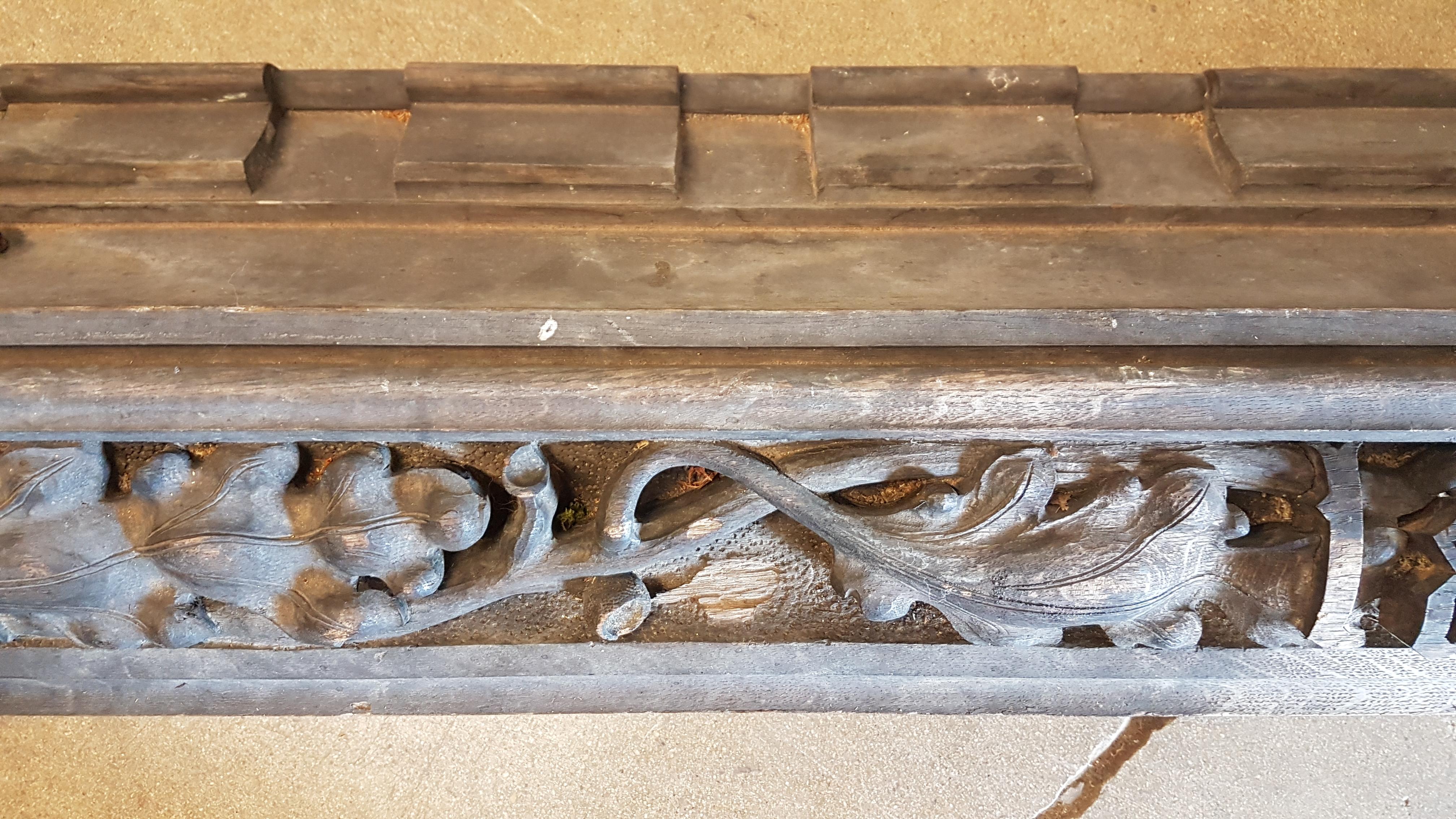 Victorian 19th Century Ecclesiastical Carved Oak Beam Carved with Oak Leaves & Acorns For Sale