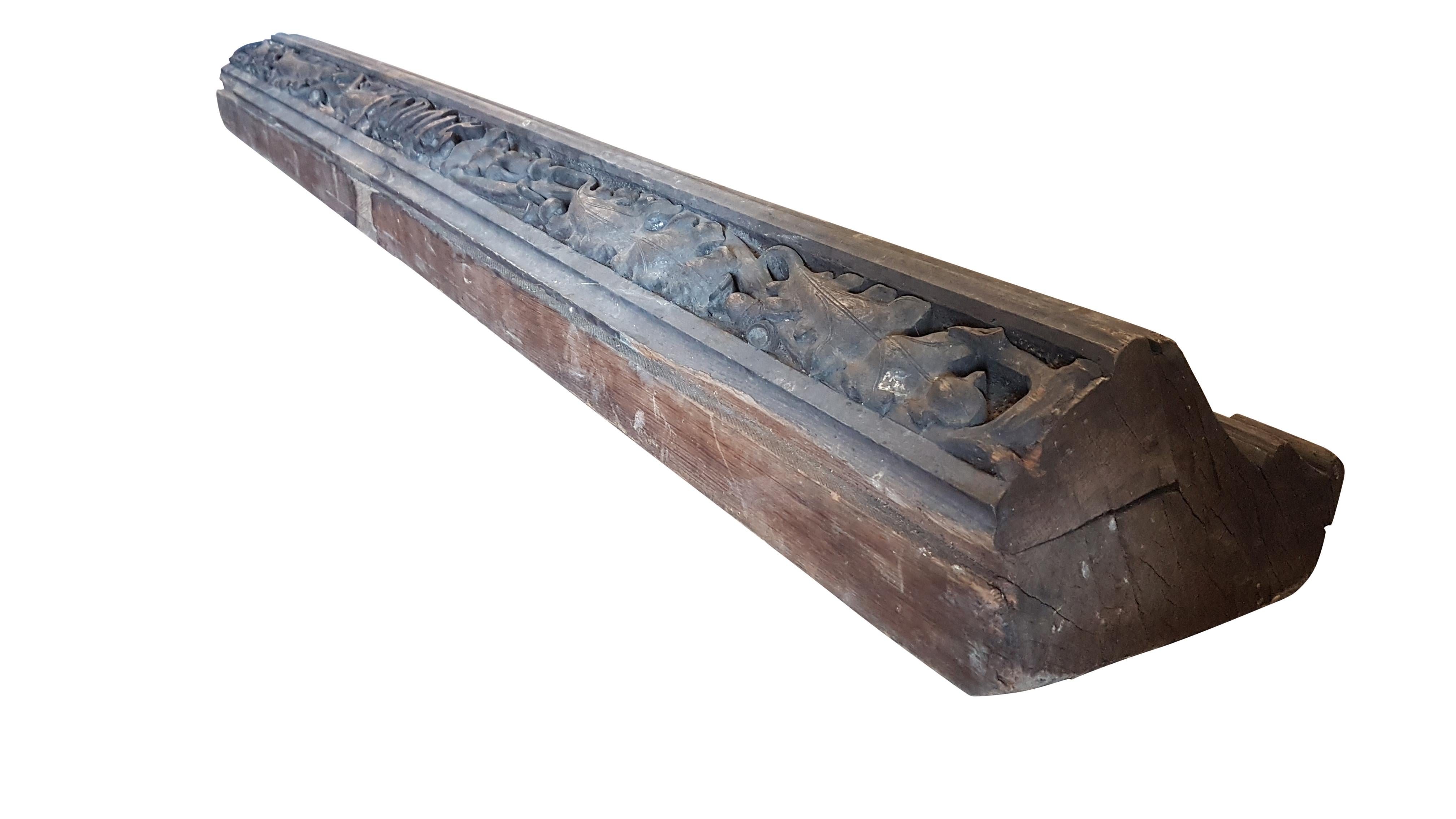 19th Century Ecclesiastical Carved Oak Beam Carved with Oak Leaves & Acorns For Sale 2