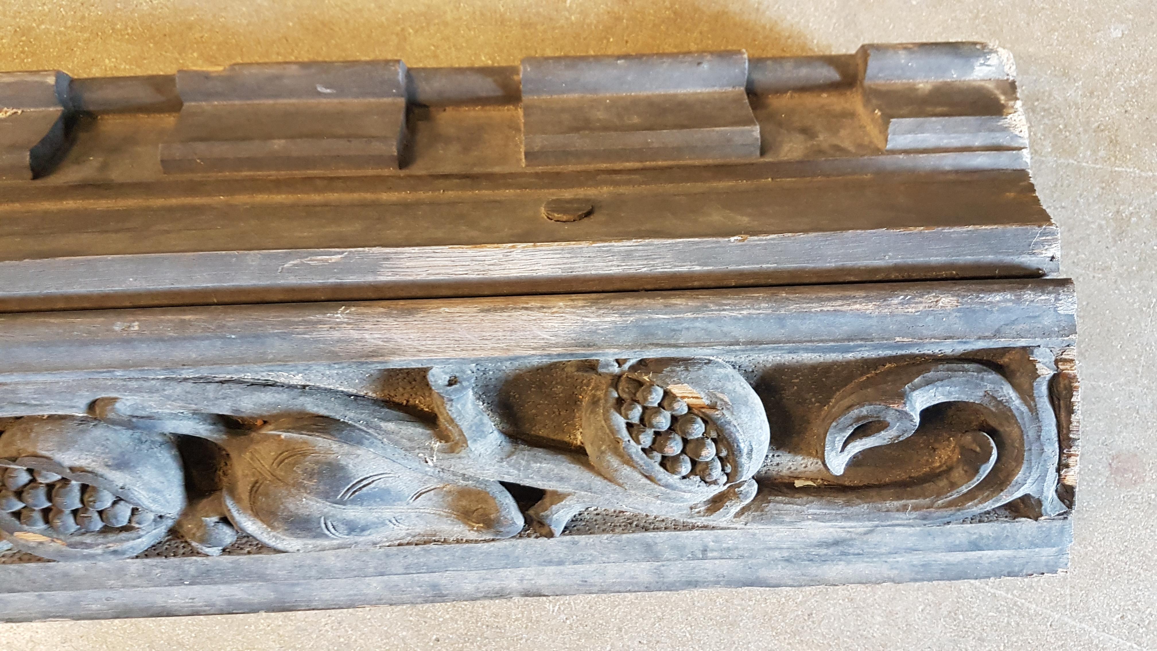 Late 19th Century 19th Century Ecclesiastical Carved Oak Beam Carved with Pomegranates For Sale